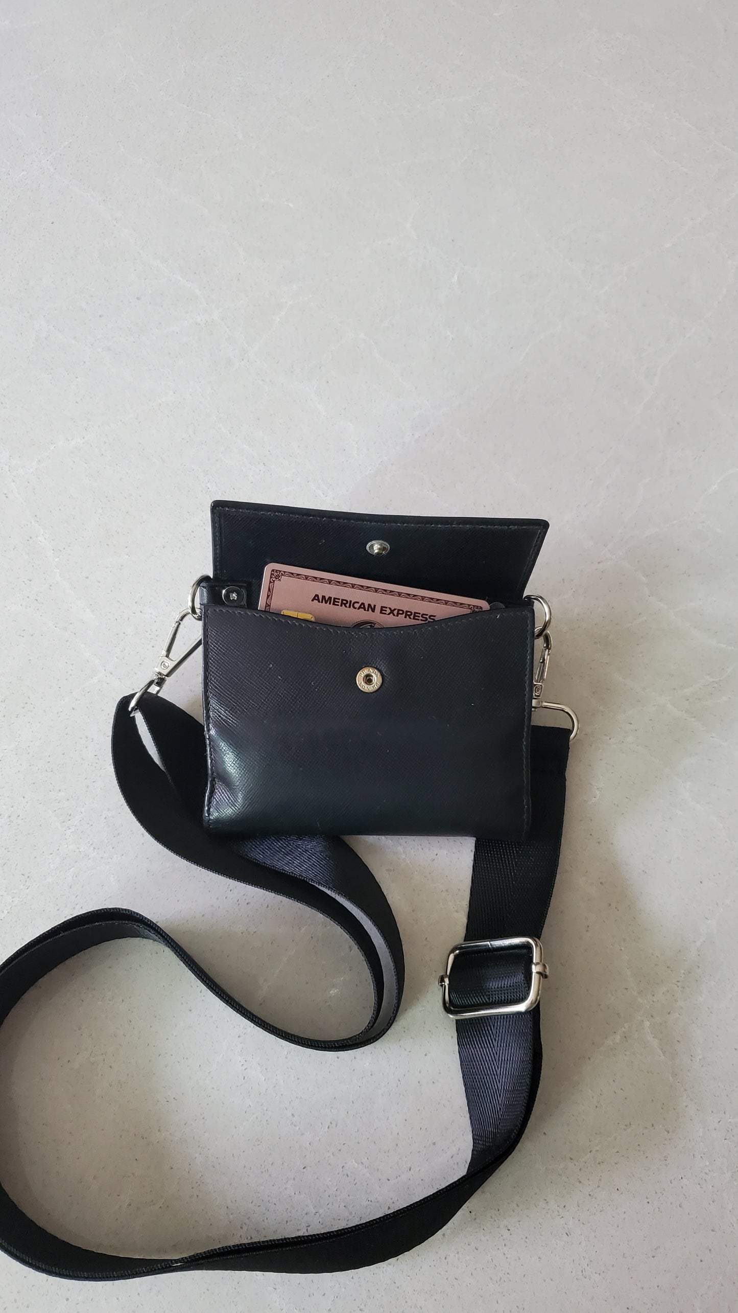 Authentic Prada Upcycle Black Wallet with Straps