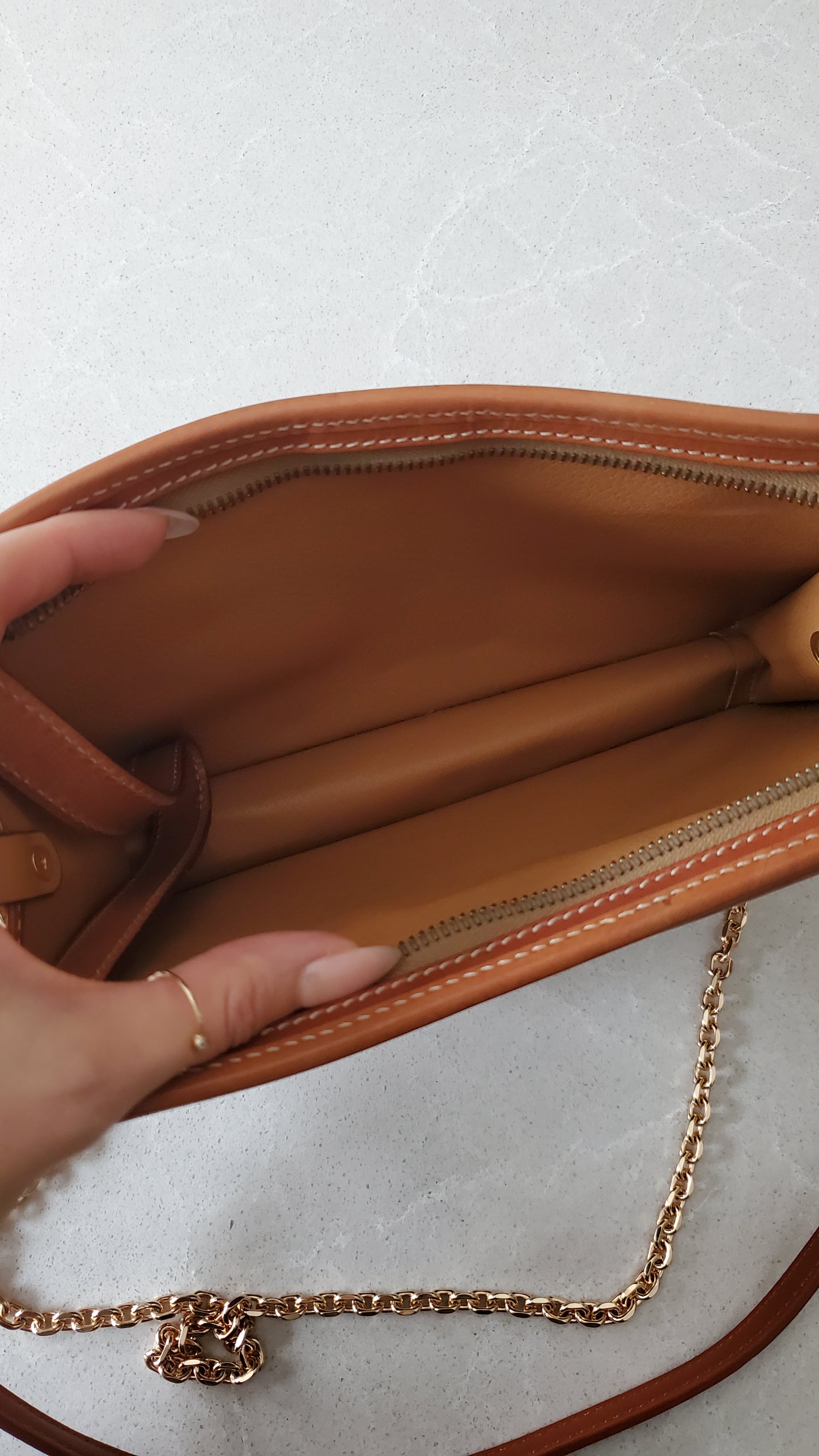 Authentic Vintage Celine Upcycle Tan Purse with Strap & Chain