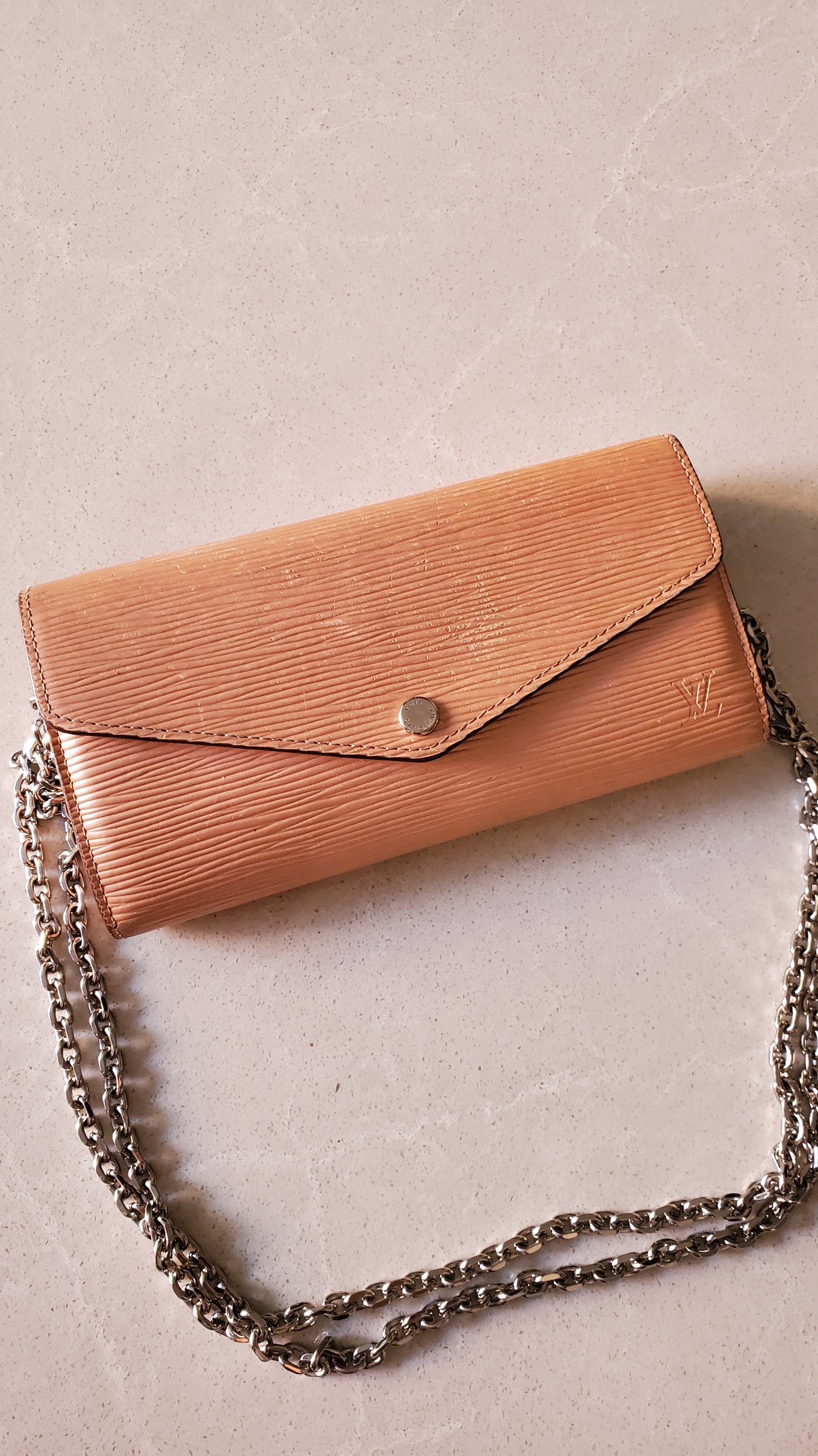 Authentic Louis Vuitton Pink Epi Upcycle Long Wallet on Chain