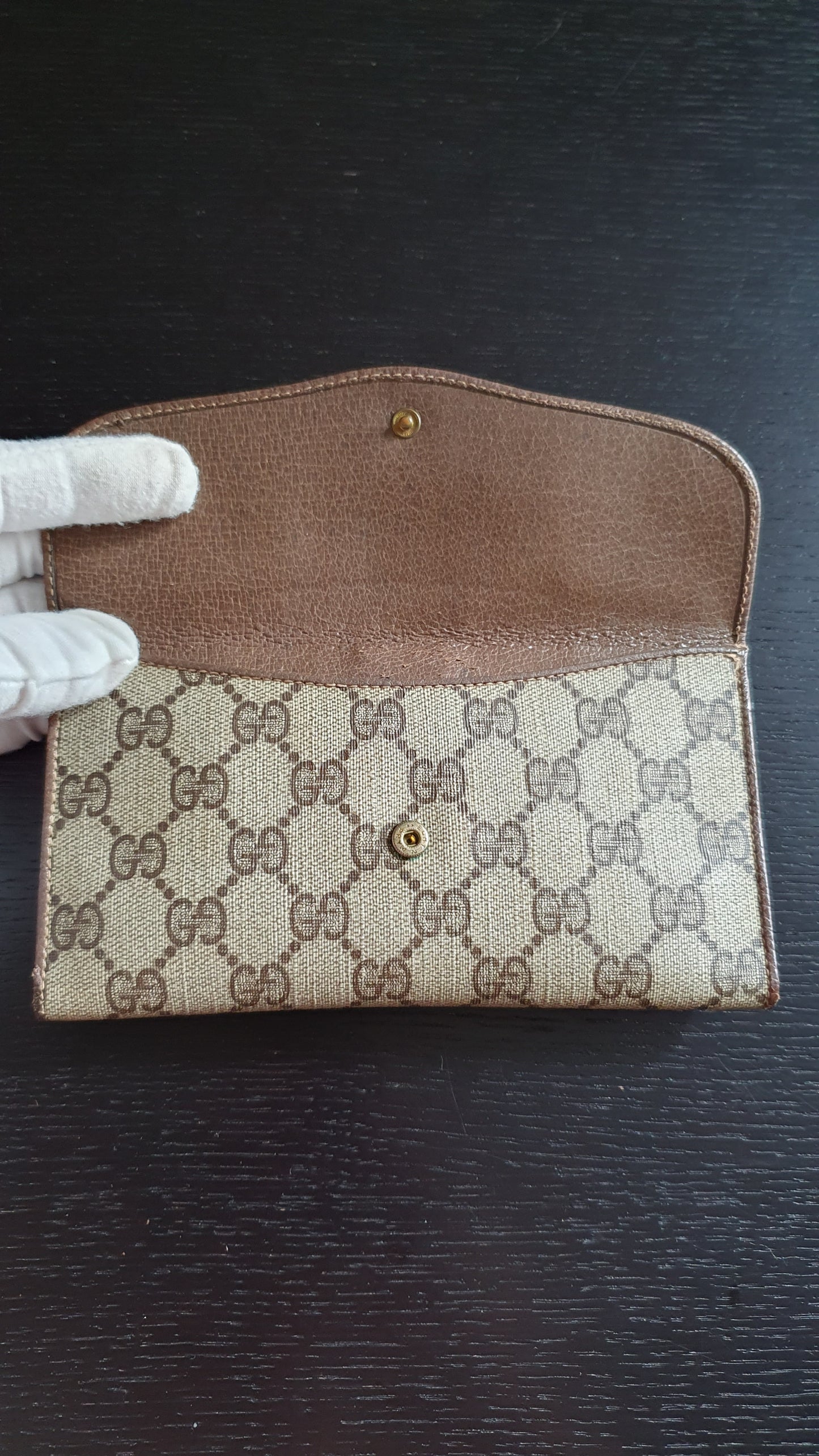 Authentic Vintage Gucci Upcycle Brown Wallet with Single Handle
