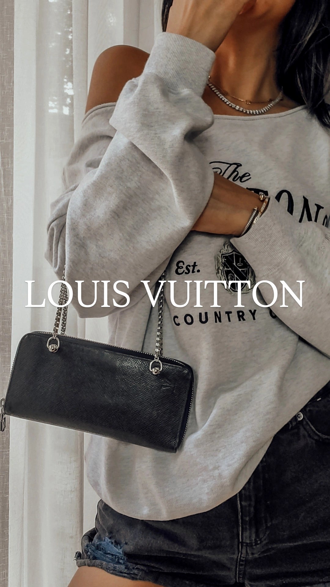 Authentic Louis Vuitton Upcycle Zip Wallet with Shoulder Chains
