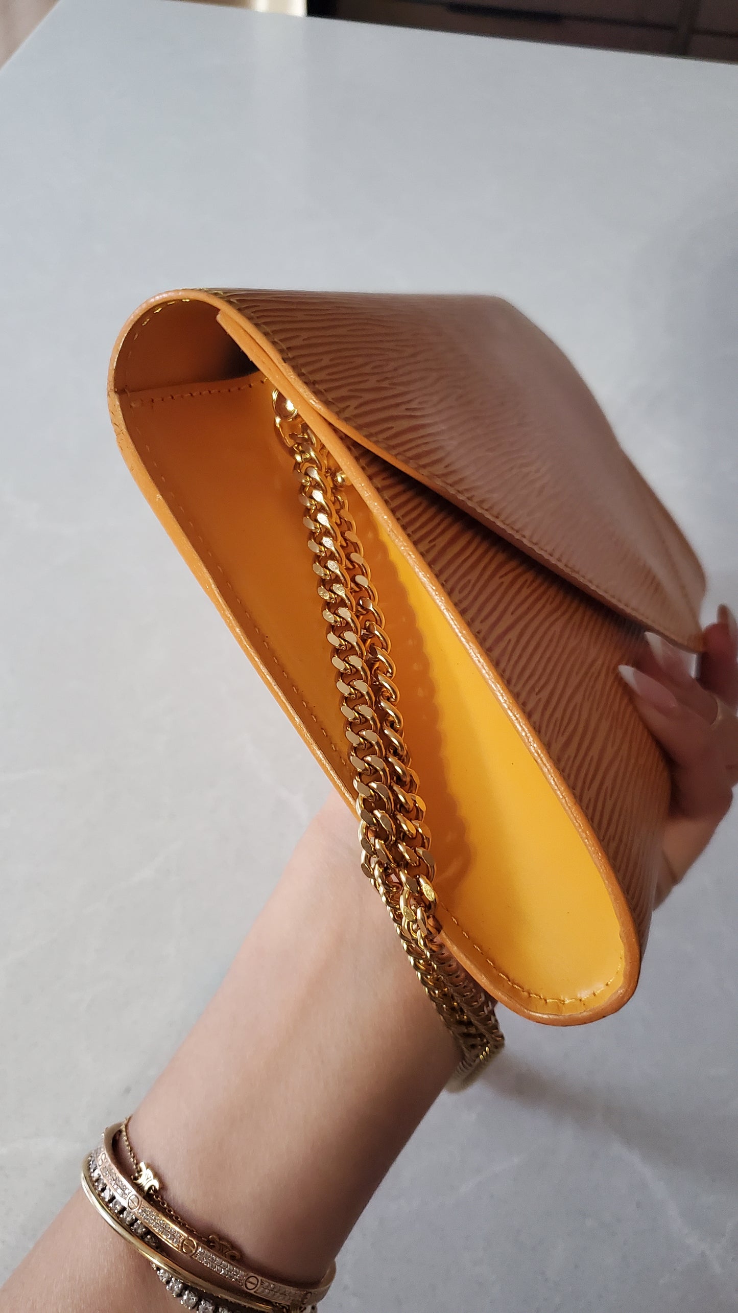 Authentic Vintage Louis Vuitton Upcycle Yellow Epi Purse on Chains