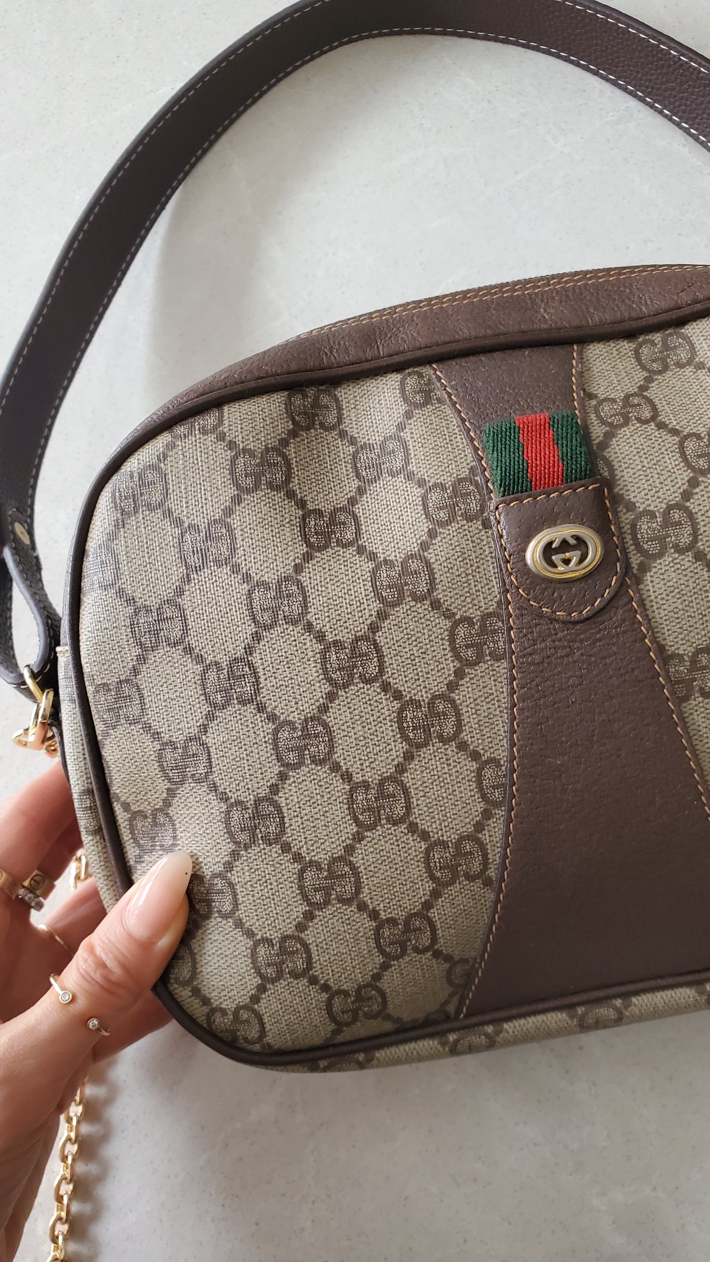 Authentic Vintage Gucci Upcycle Purse with Strap & Chain