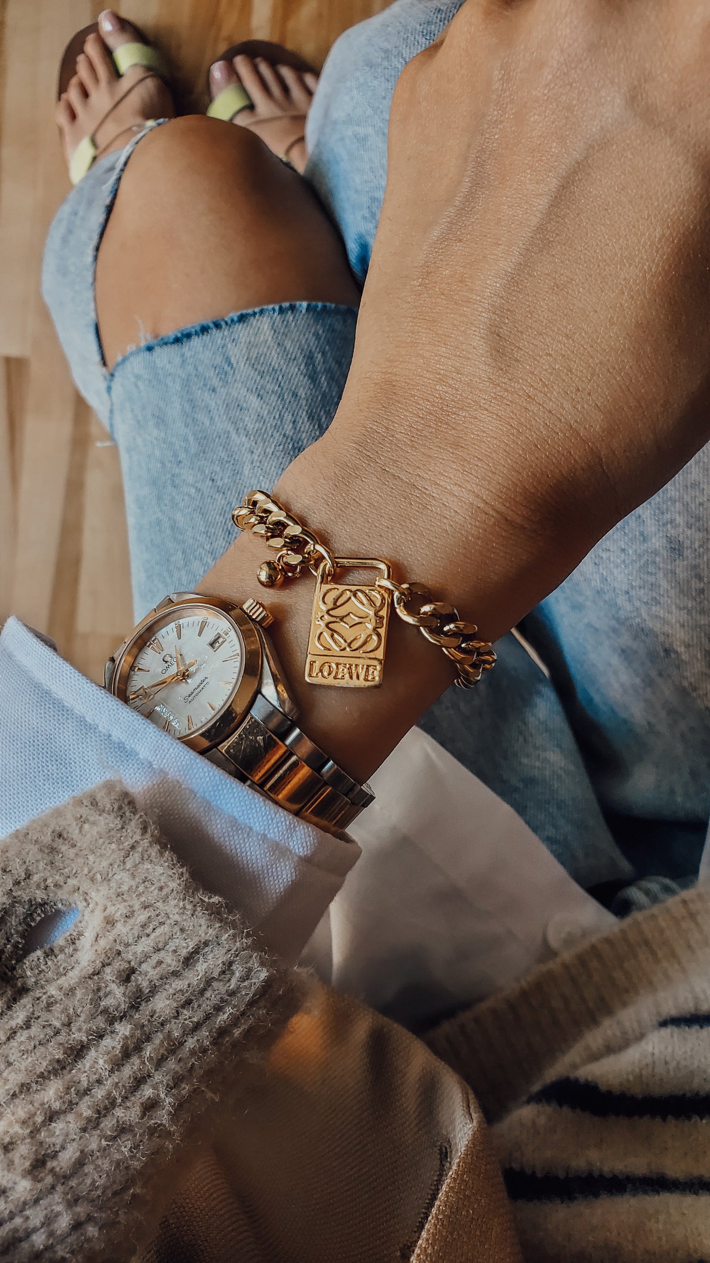 Authentic Loewe Upcycle Gold Cuban Bracelet