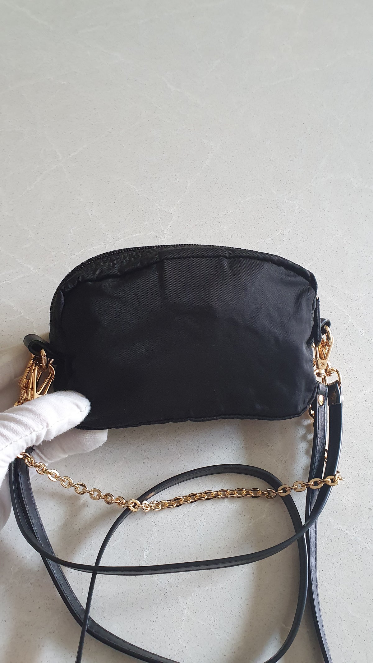 Authentic Prada Upcycle Versatile Black Nylon Pouch with Chain & Straps (upgraded version)
