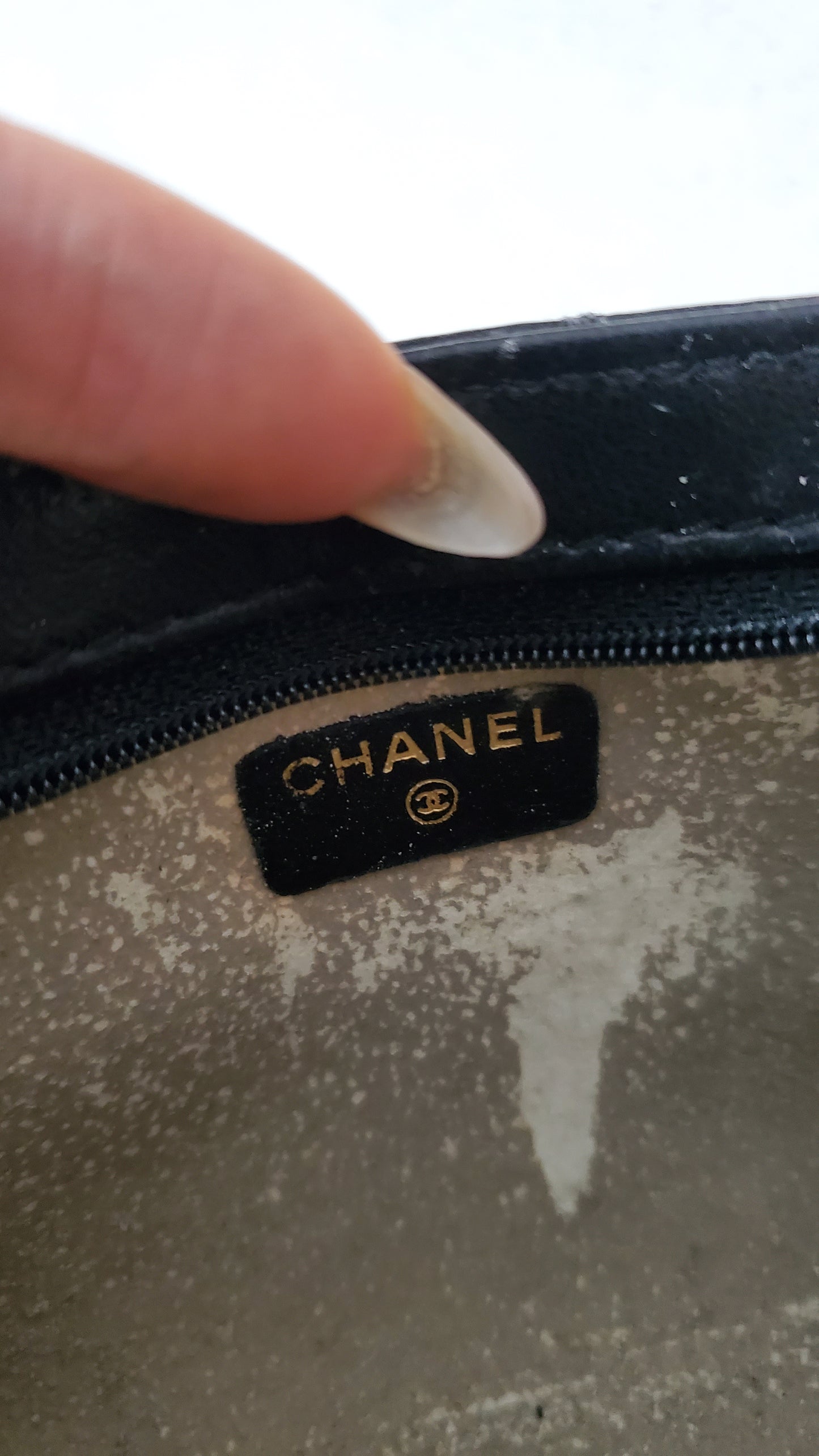 Authentic Chanel Upcycle Black Lambskin Small Pouch with Strap & Chain