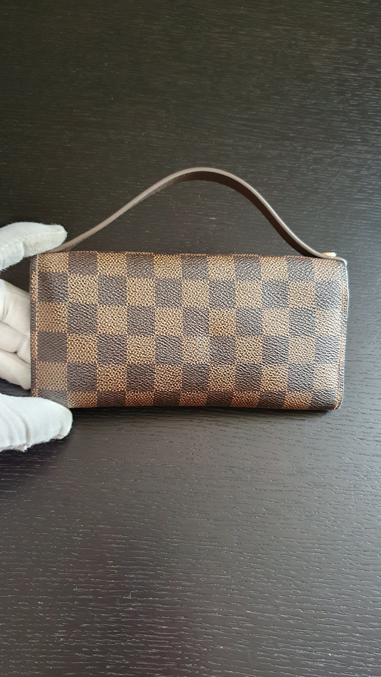 Authentic Louis Vuitton (2) Upcycle Brown Damier Wallet with Straps