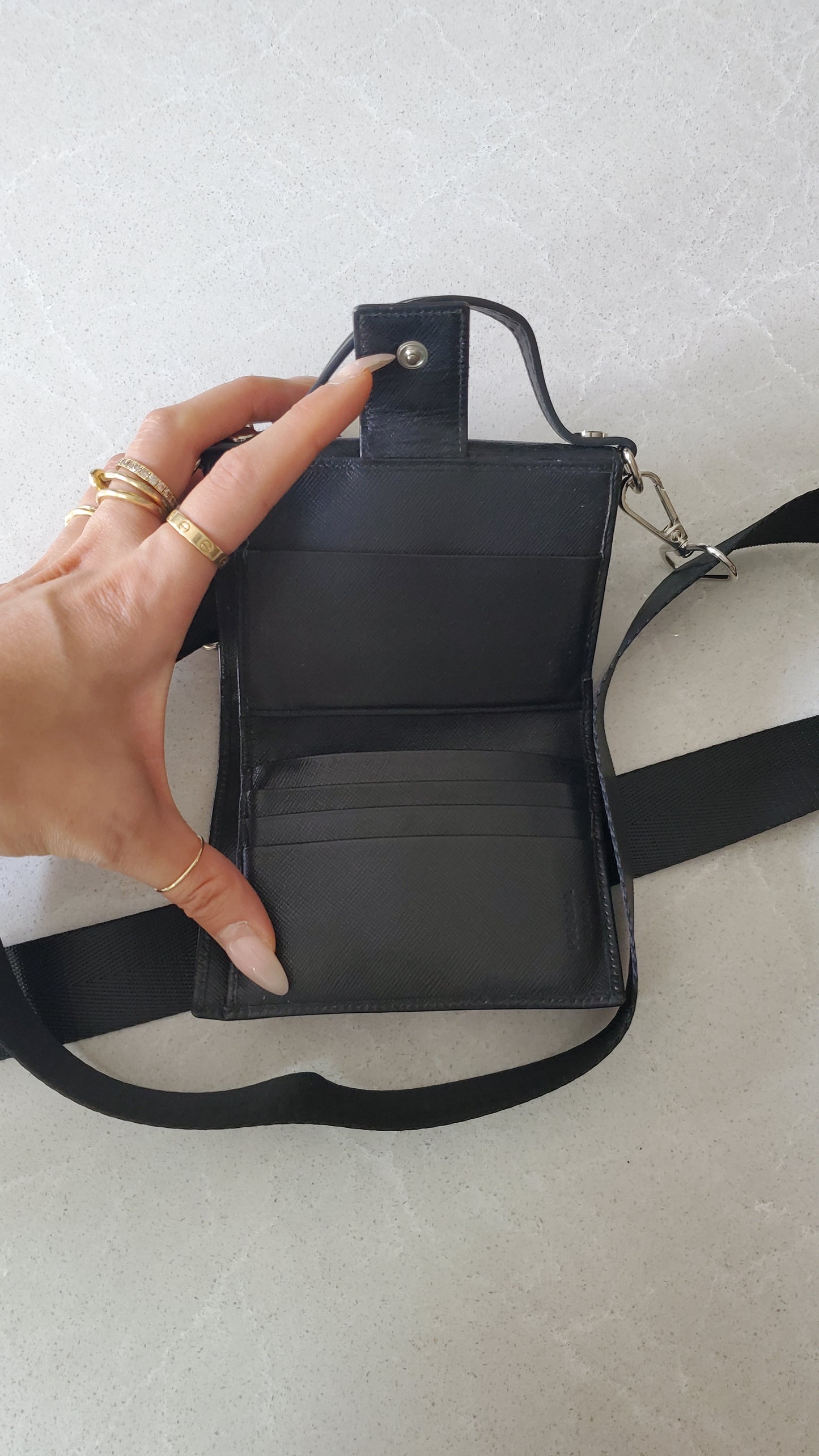 Authentic Prada Upcycle Black Wallet with Straps