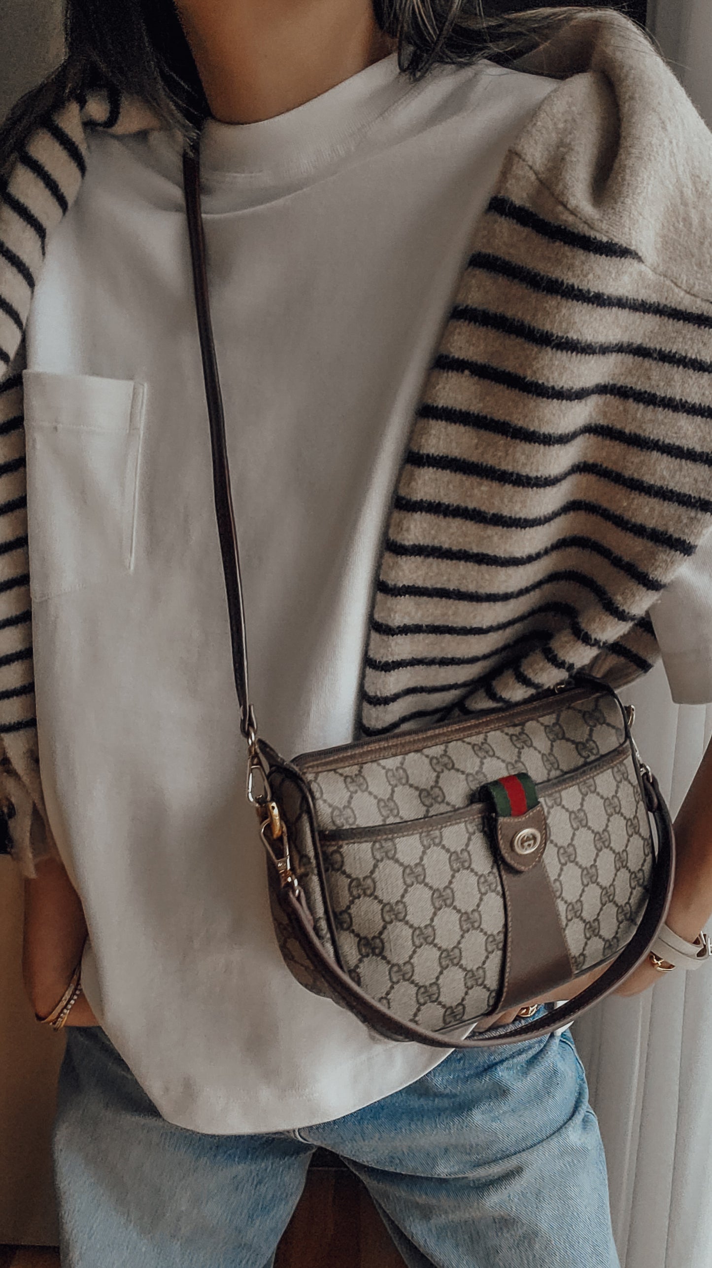 Authentic Vintage Gucci Upcycle Shoulder/ Crossbody Brown Purse on Chain