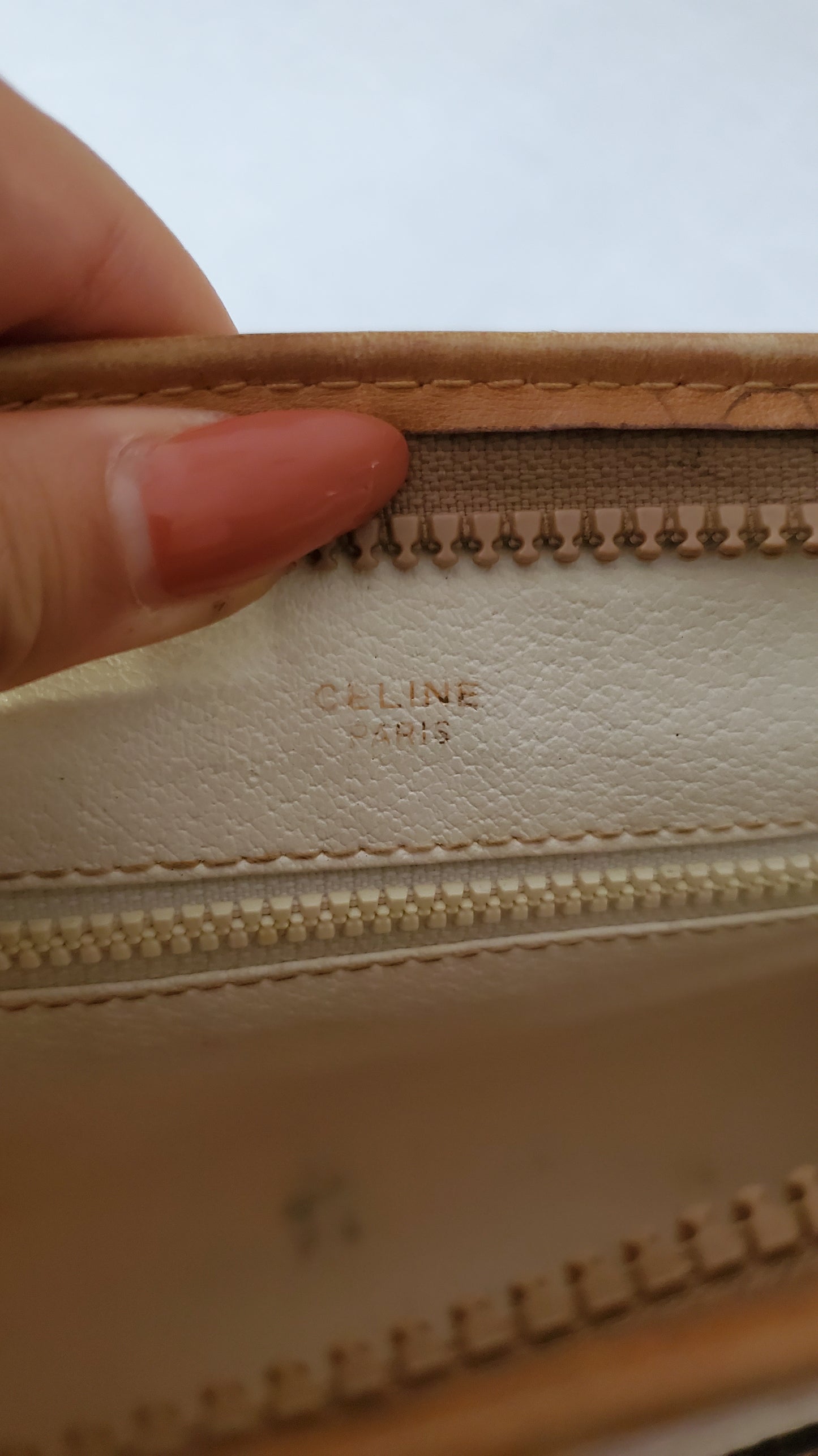 Authentic Vintage Celine Upcycle White Purse on Chain