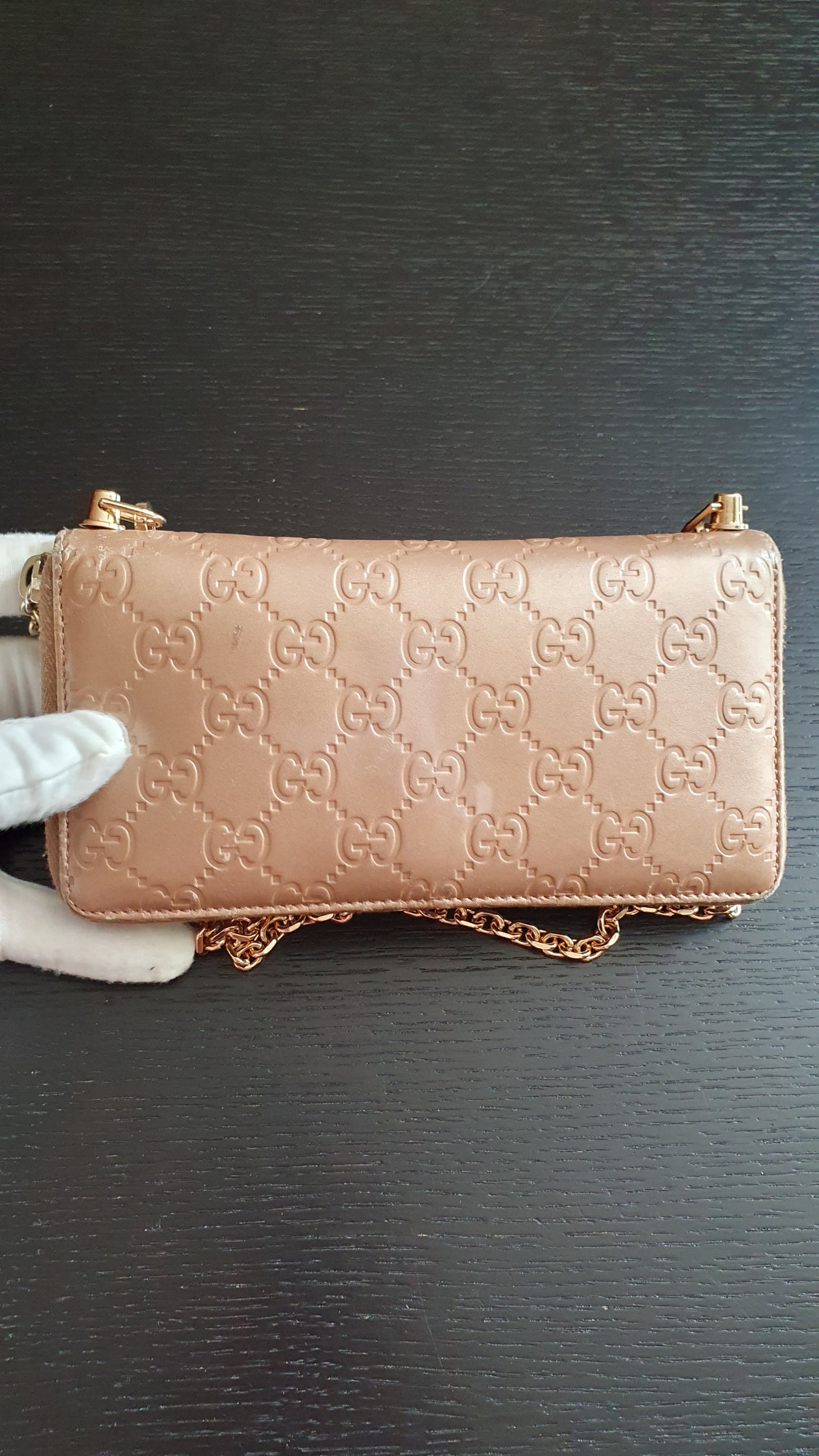 Authentic Gucci Upcycle Zip Wallet with Shoulder Chain