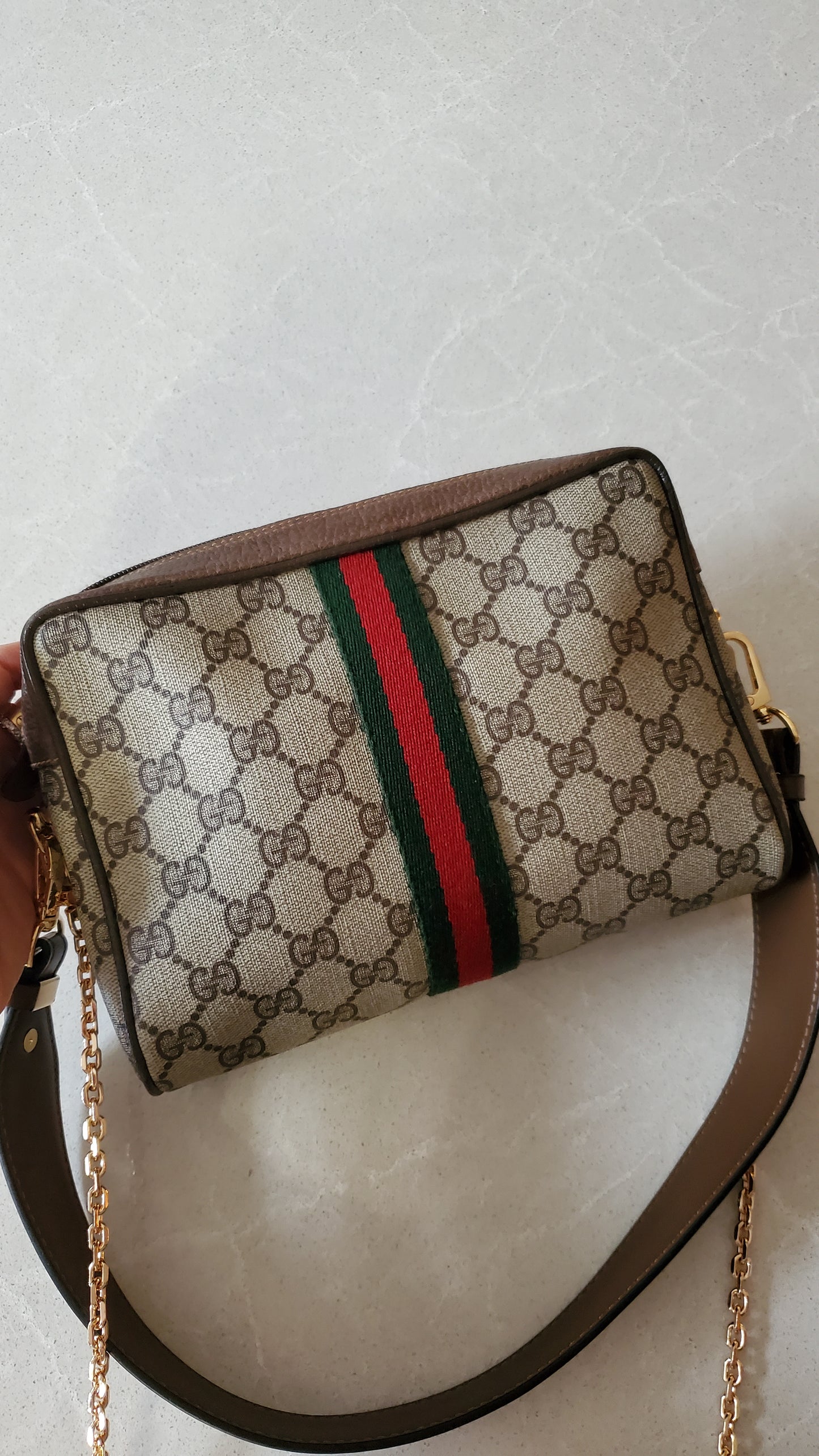 Authentic Vintage Gucci (75.01.012) Upcycle Purse on Chain & Strap