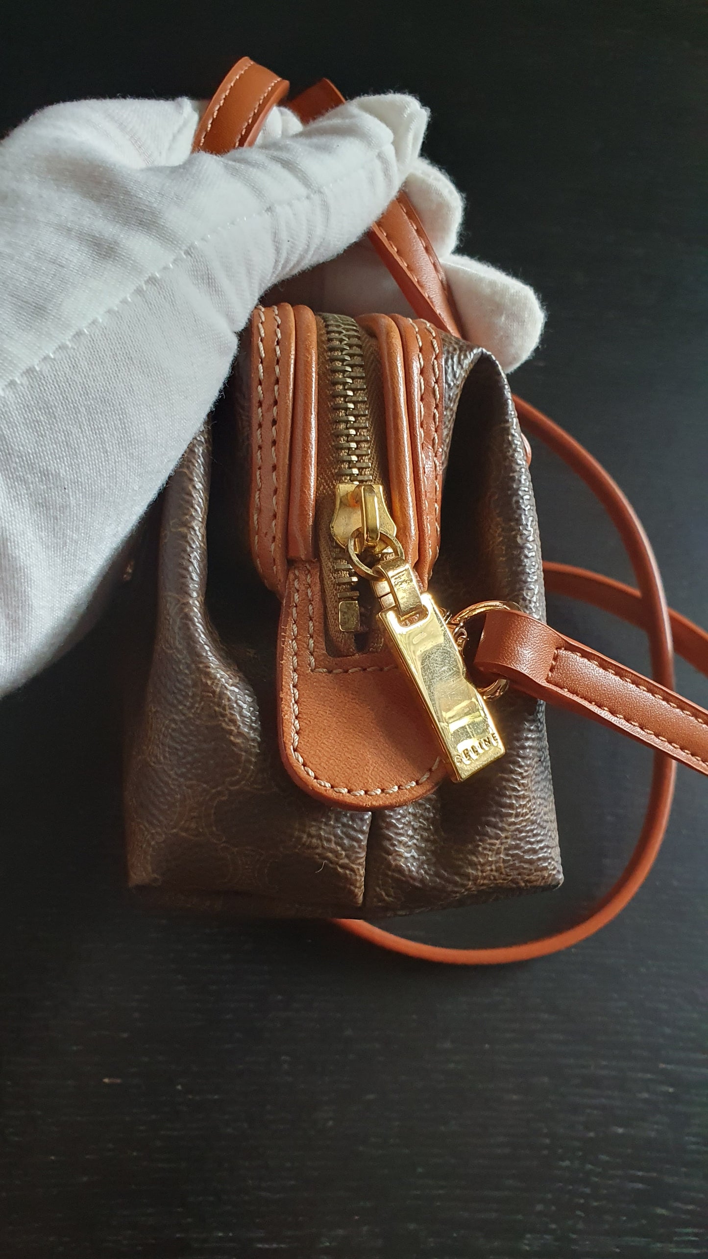 Authentic Vintage Celine Upcycle Small Brown Purse with Straps