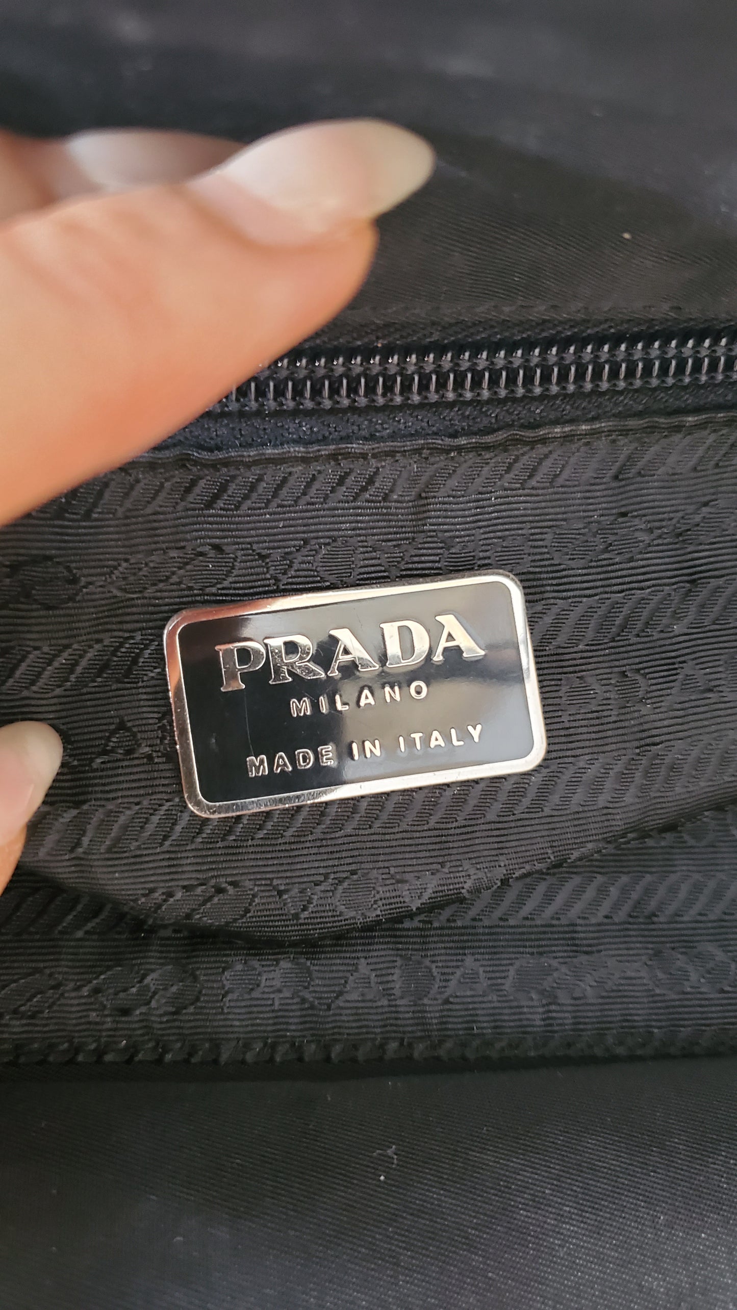 Authentic Prada Upcycle Black Nylon Tote Bag with Strap