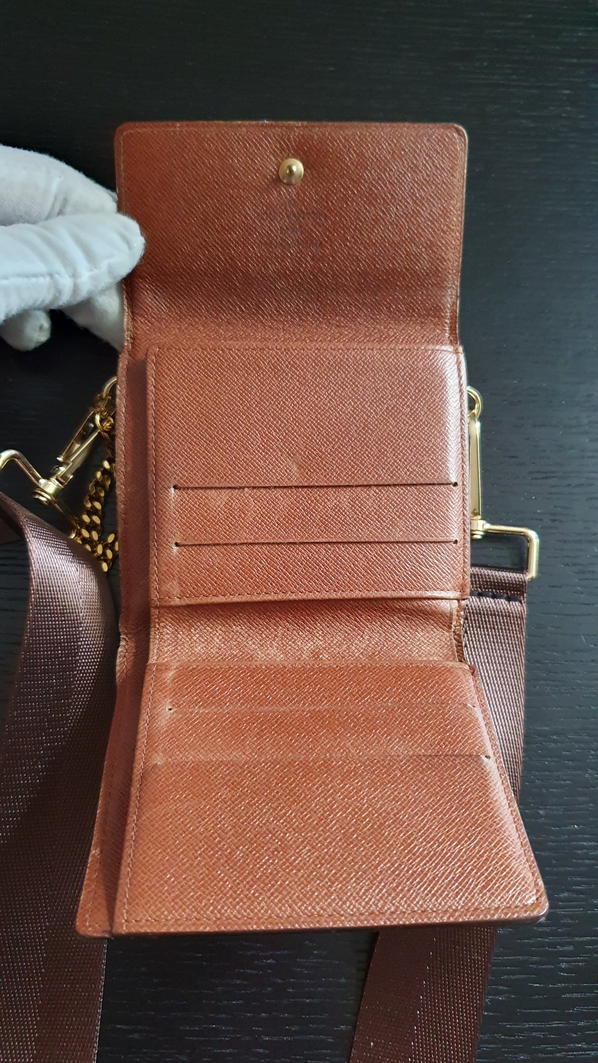 Authentic Vintage Louis Vuitton (5) Upcycle Small Wallet on Chain & Strap