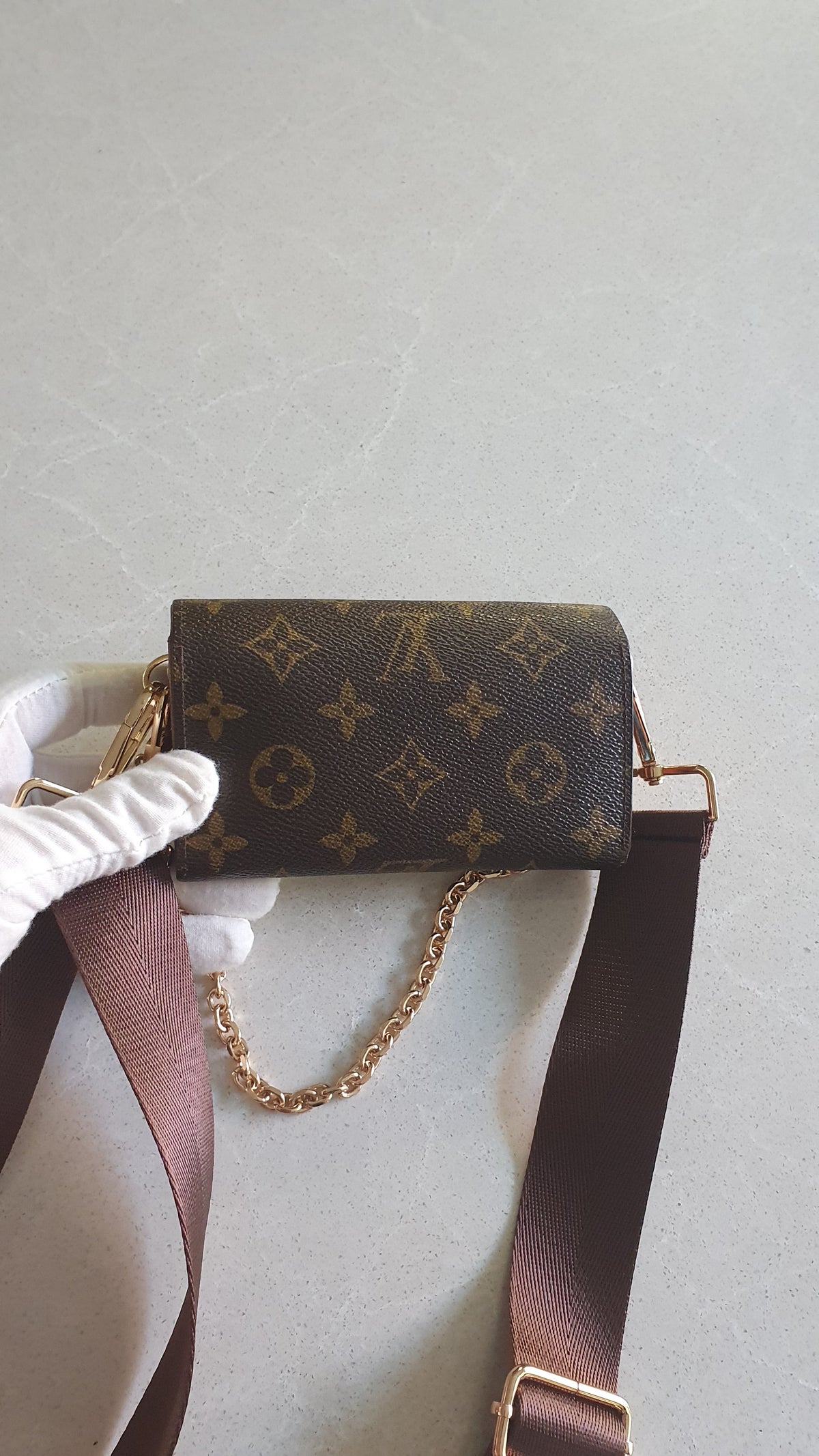 Authentic Vintage Louis Vuitton Upcycle Small Wallet with Strap and Chain