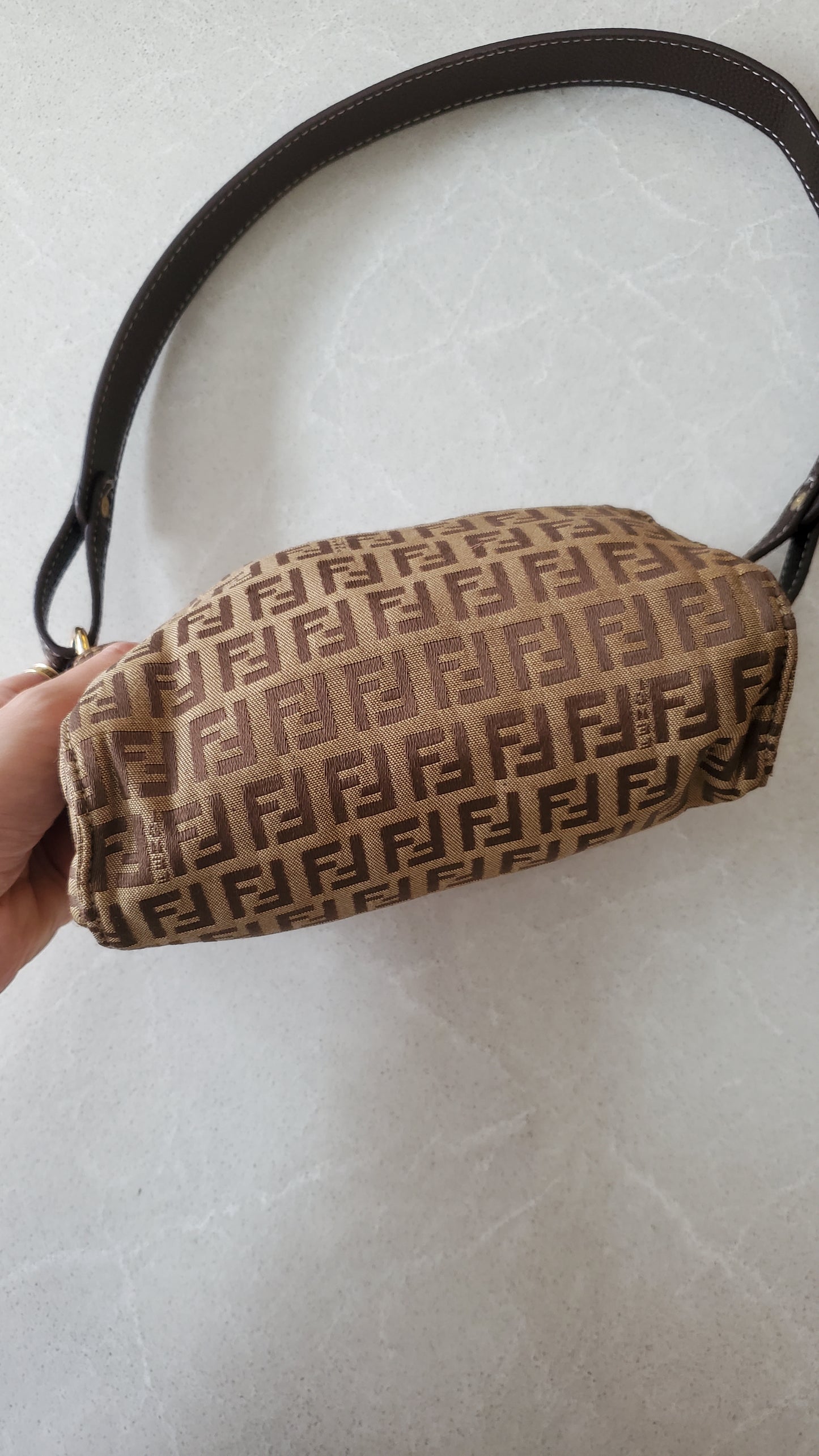 Authentic Vintage Fendi Upcycle Brown Shoulder Purse with Chain & Strap