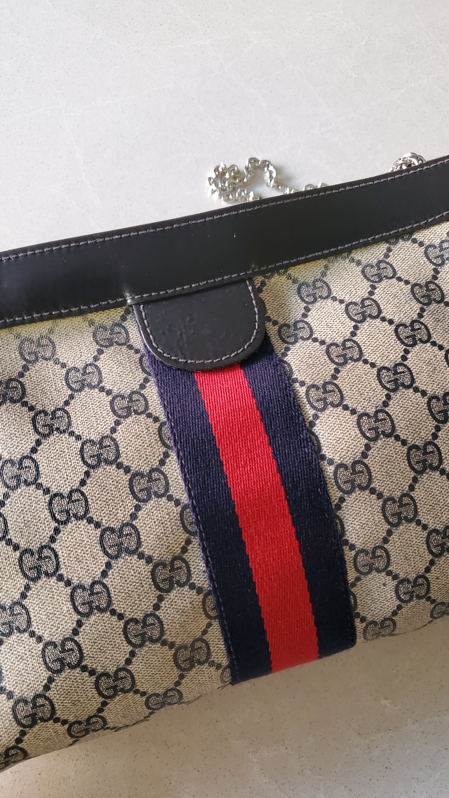 Authentic Vintage Upcycle Gucci Large Bag on Chains (with velcro closing)