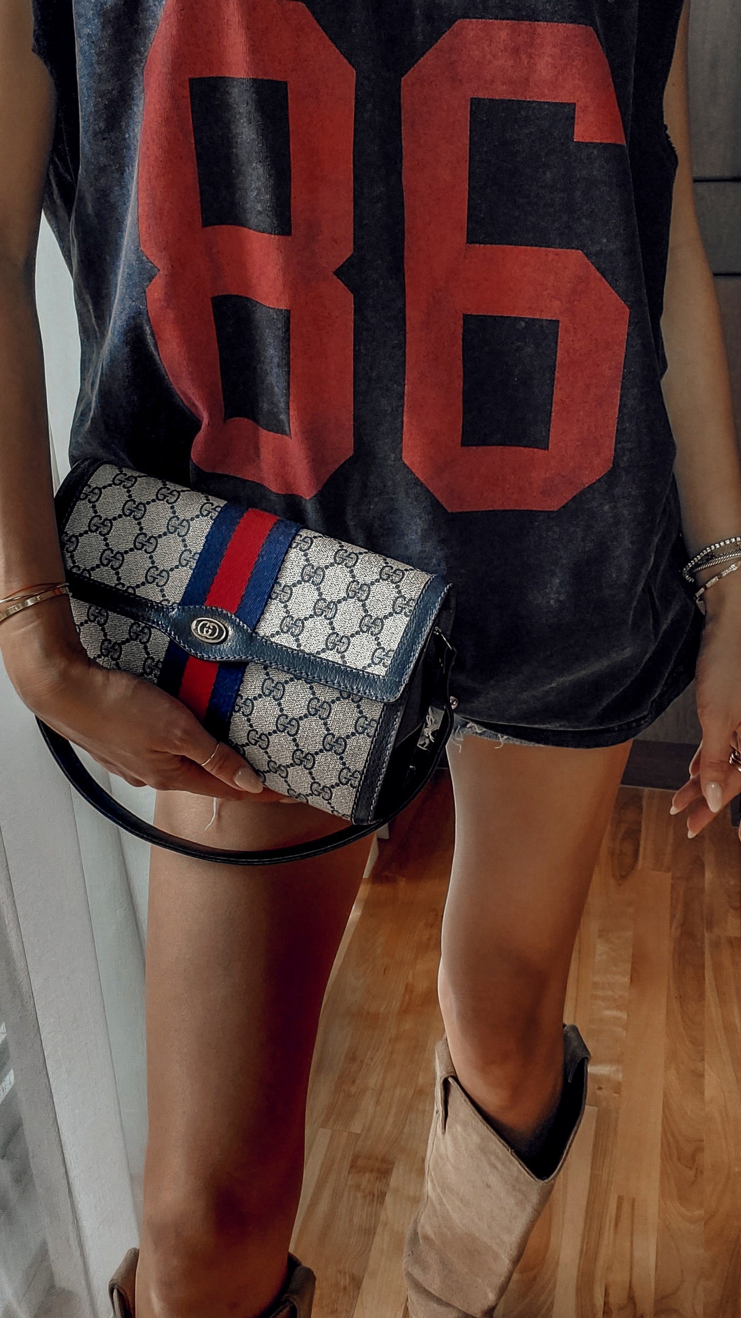 Authentic Vintage Gucci Upcycle (Dark Navy) Versatile Purse