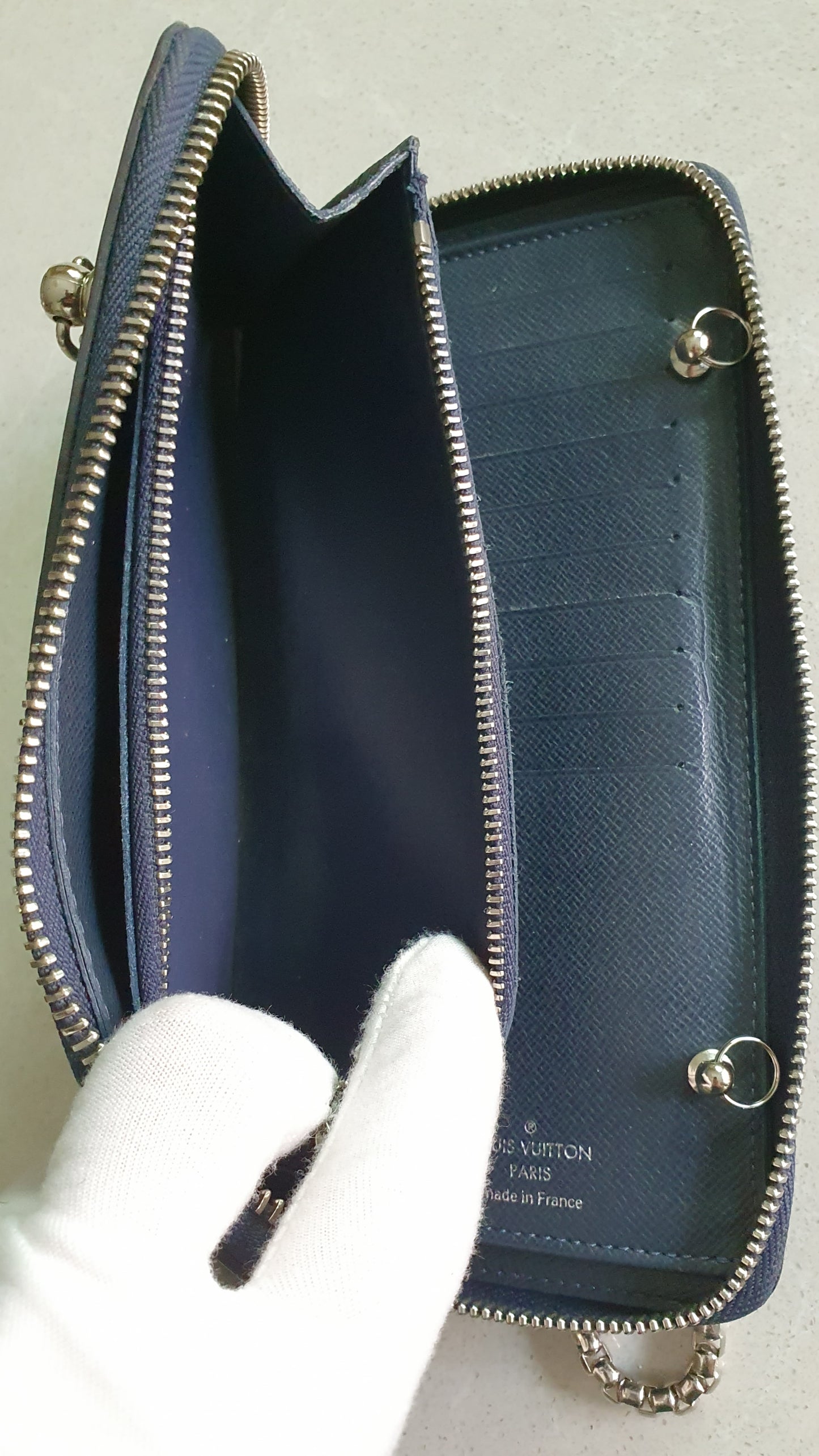 Authentic Louis Vuitton Upcycle Zip Wallet with Shoulder Chains