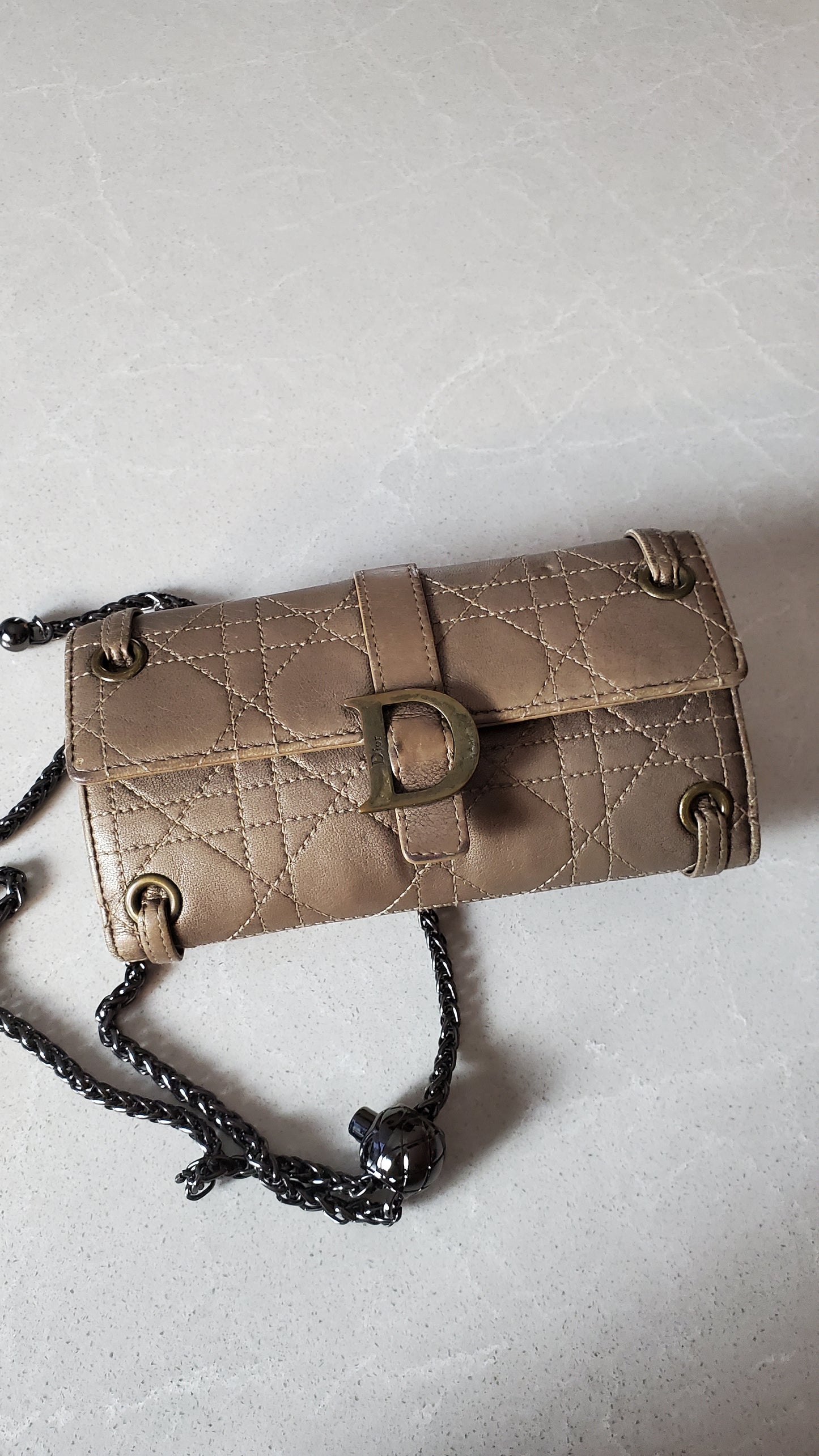 *Rare* Authentic Vintage Dior Upcycle Leather Wallet with Chain