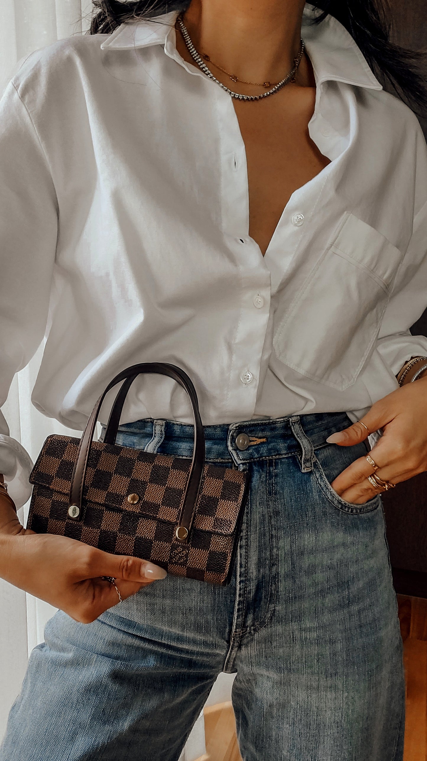 Authentic Vintage Louis Vuitton Upcycle Brown Damier Wallet with Straps