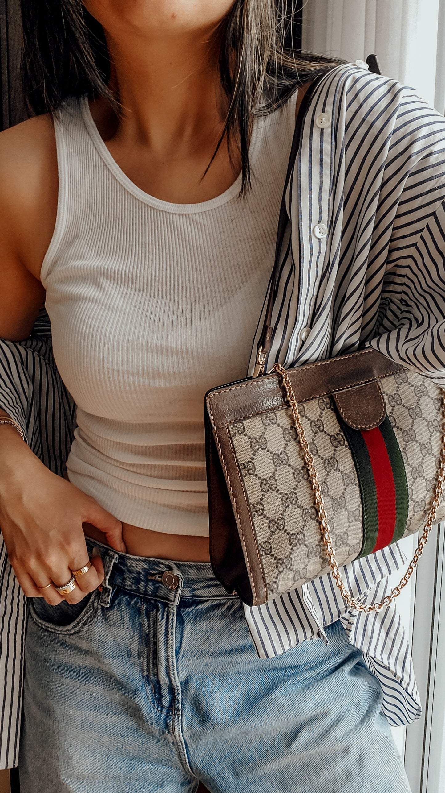 Authentic Vintage Gucci Upcycle Shoulder Purse (with velcro closing) on Chain & Strap