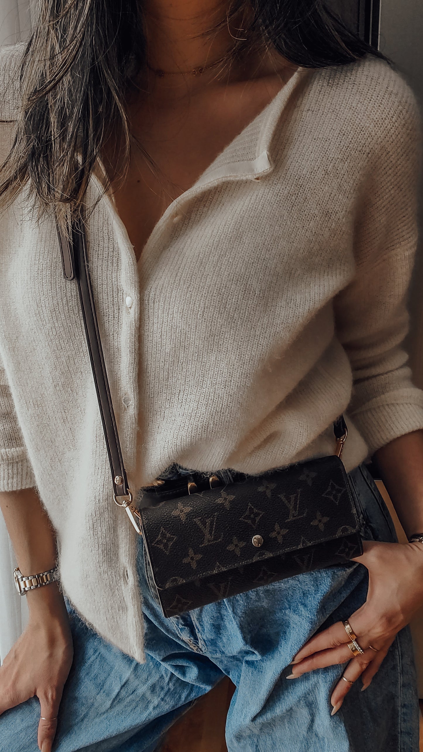 Authentic Vintage Louis Vuitton Upcycle Long Wallet with Strap