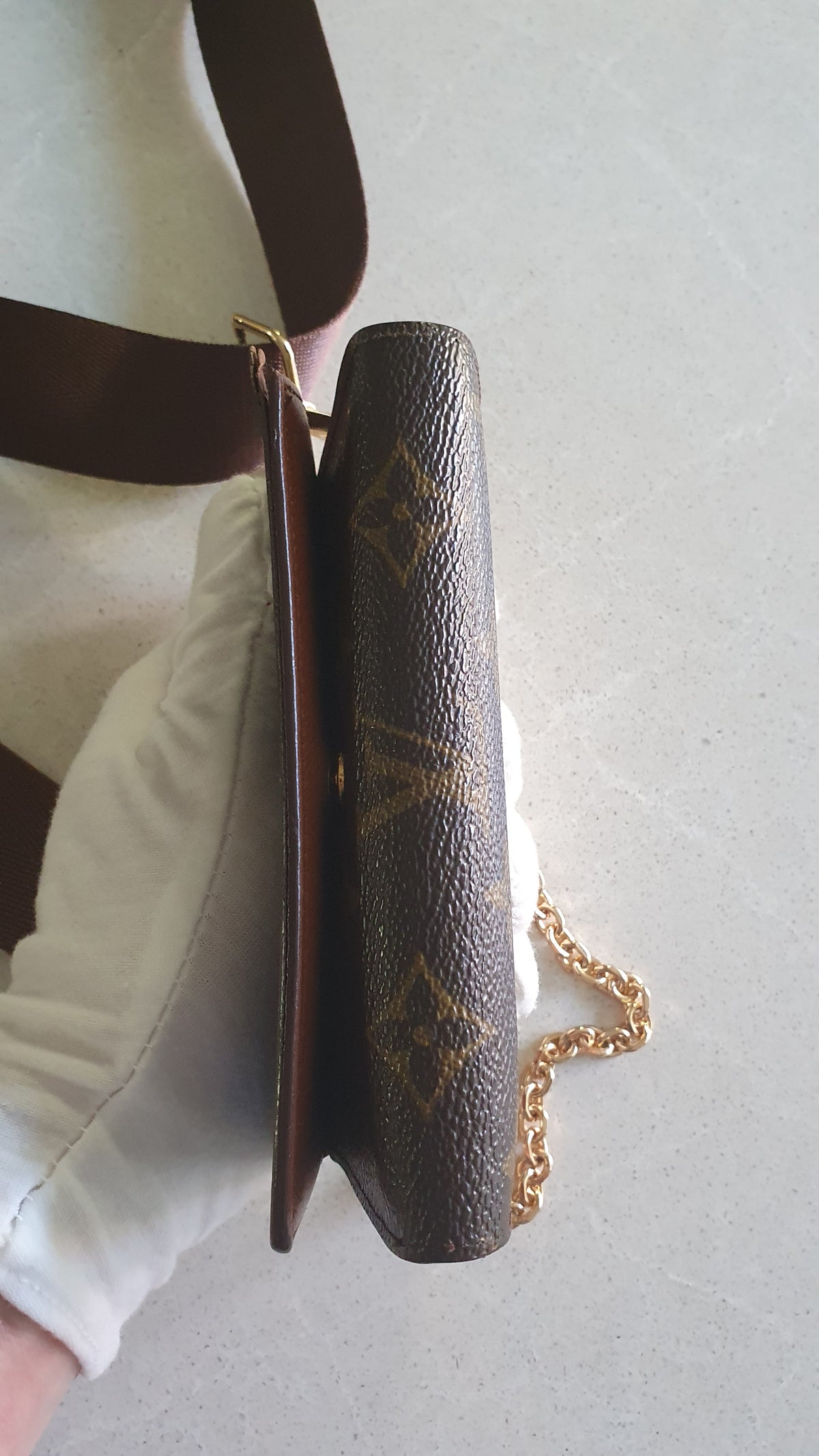 Authentic Vintage Louis Vuitton Upcycle Small Wallet with Strap and Chain