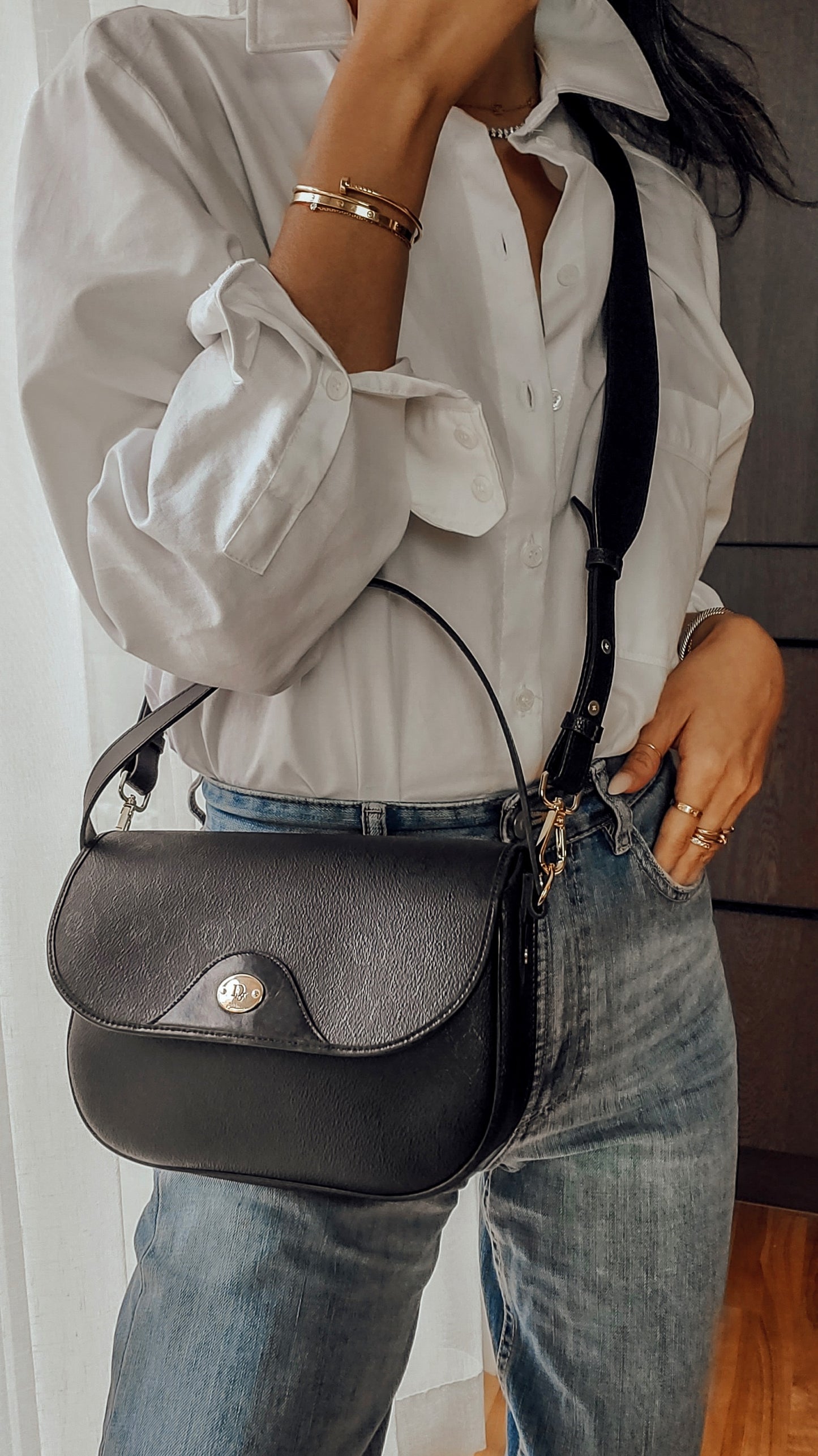 Authentic Vintage Dior Upcycle Black Purse with Chain & Strap