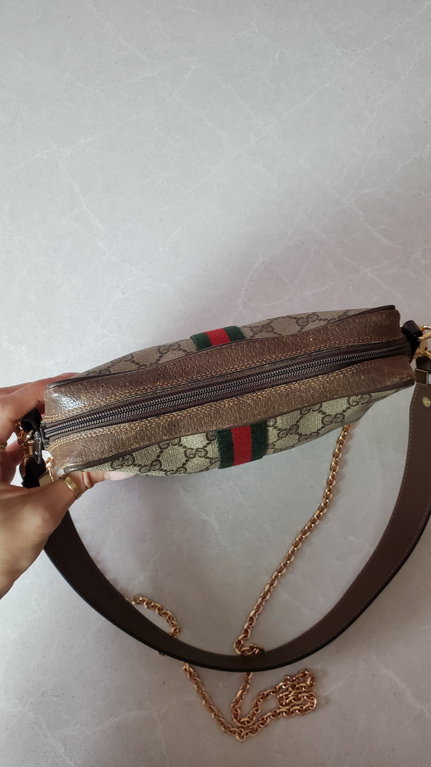 Authentic Vintage Gucci Upcycle Purse with Chain & Strap