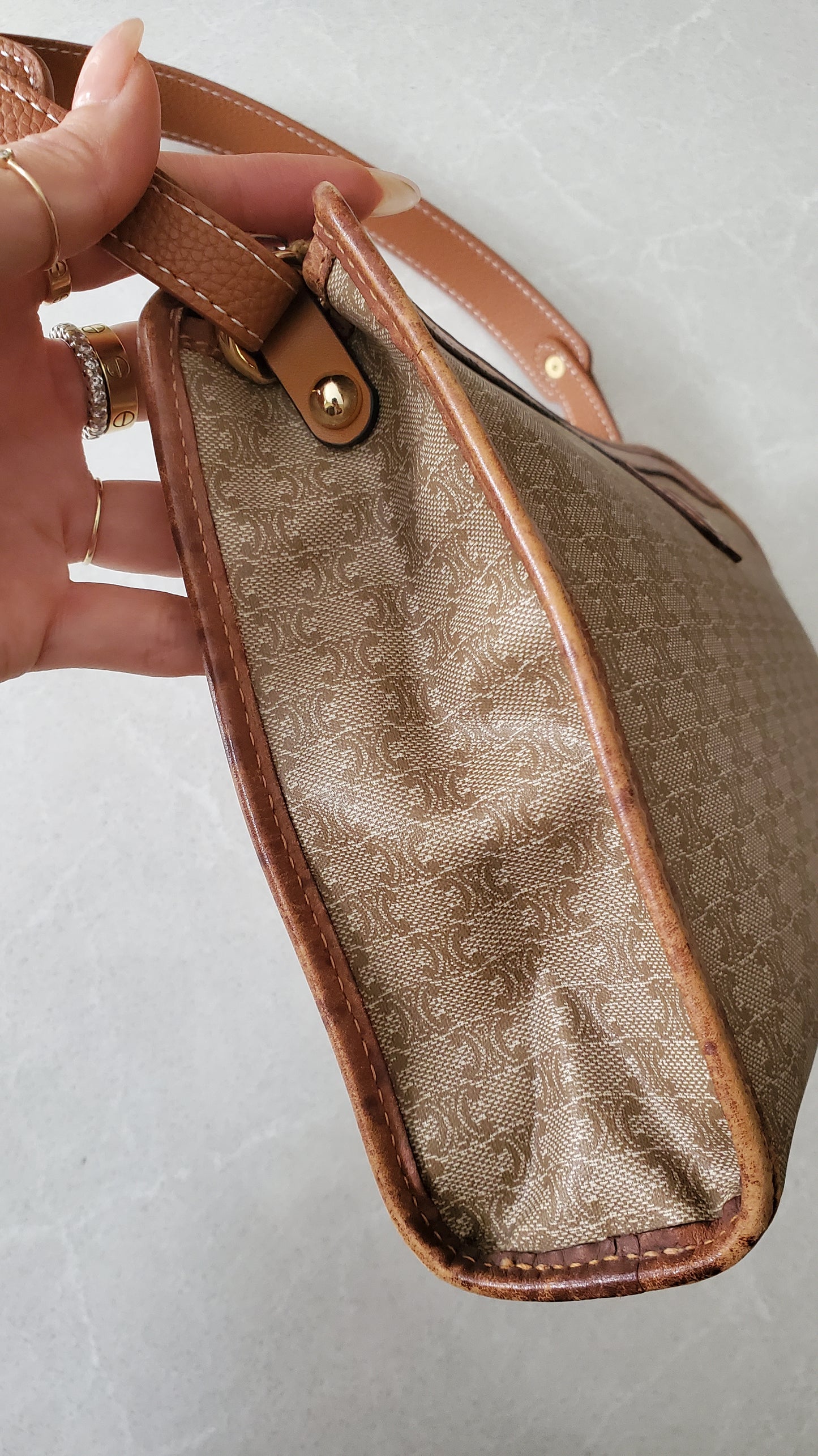 Authentic Vintage Celine Upcycle Shoulder Tan Purse