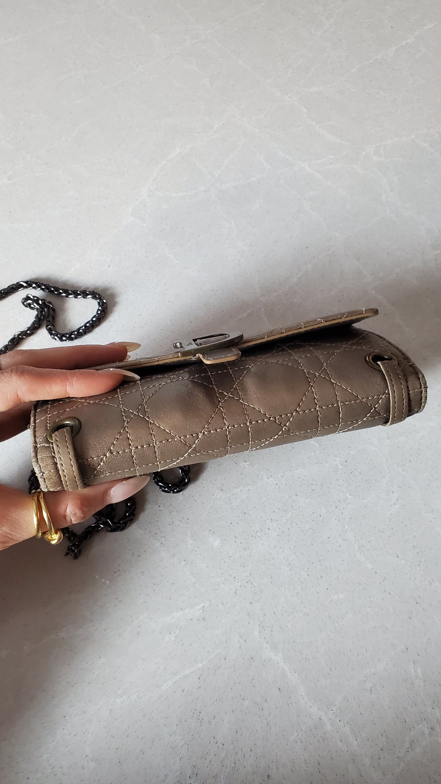 *Rare* Authentic Vintage Dior Upcycle Leather Wallet with Chain