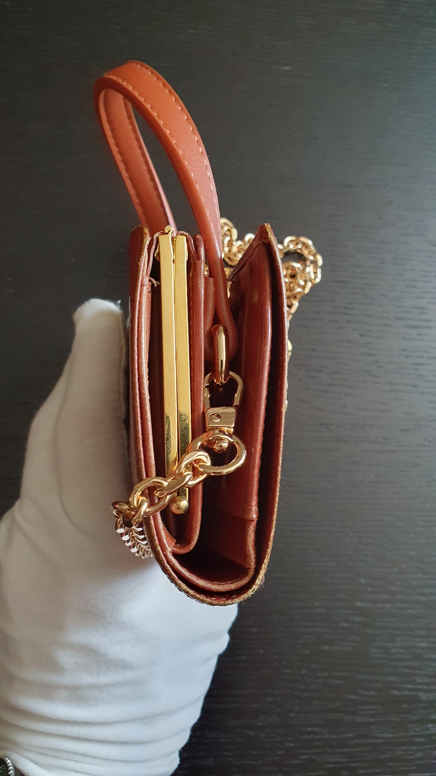 Authentic Louis Vuitton Upcycle Small Compact Epi Wallet with Strap and Chain