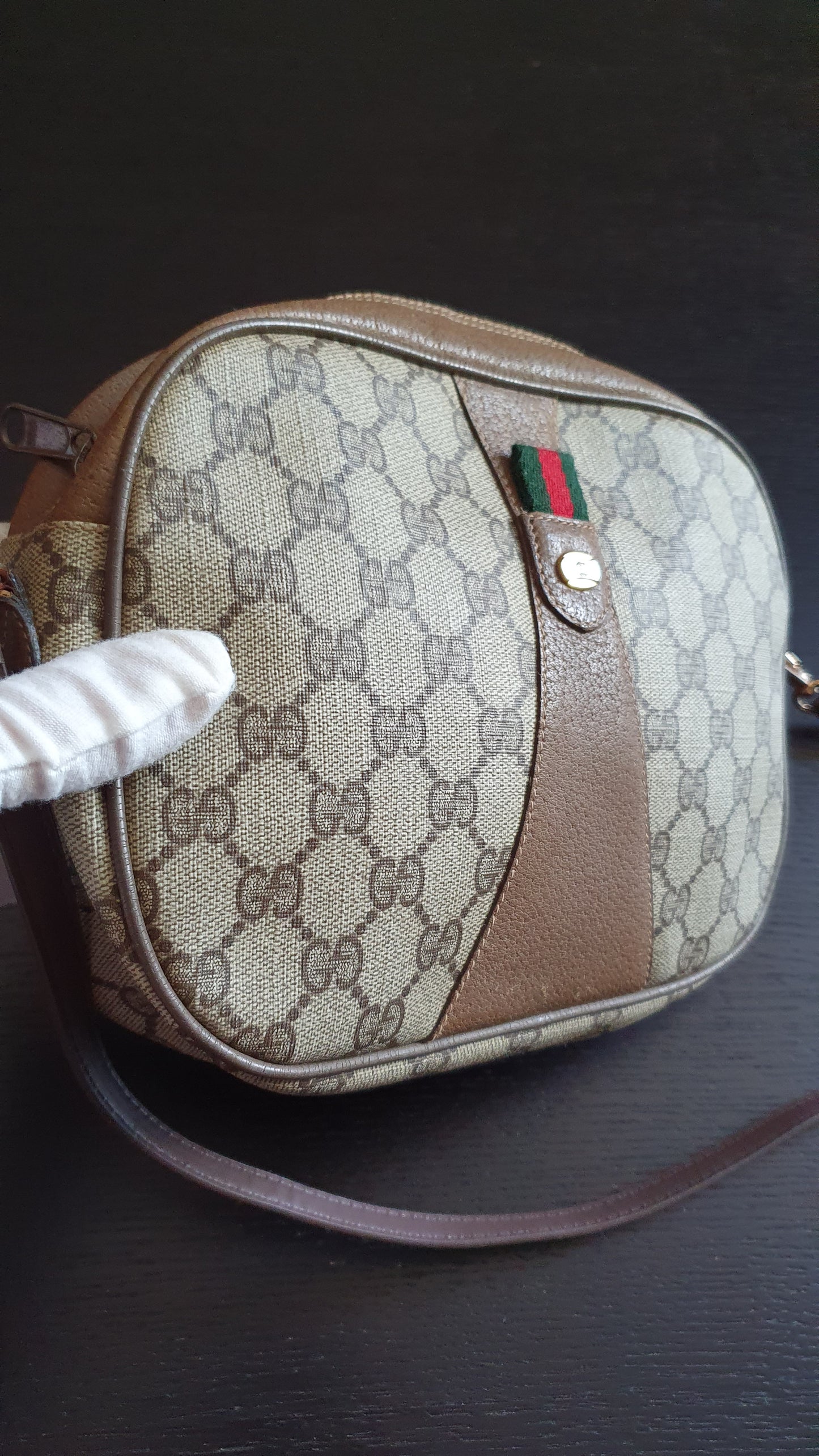 Authentic Vintage Gucci Upcycle Brown Purse with Shoulder Strap