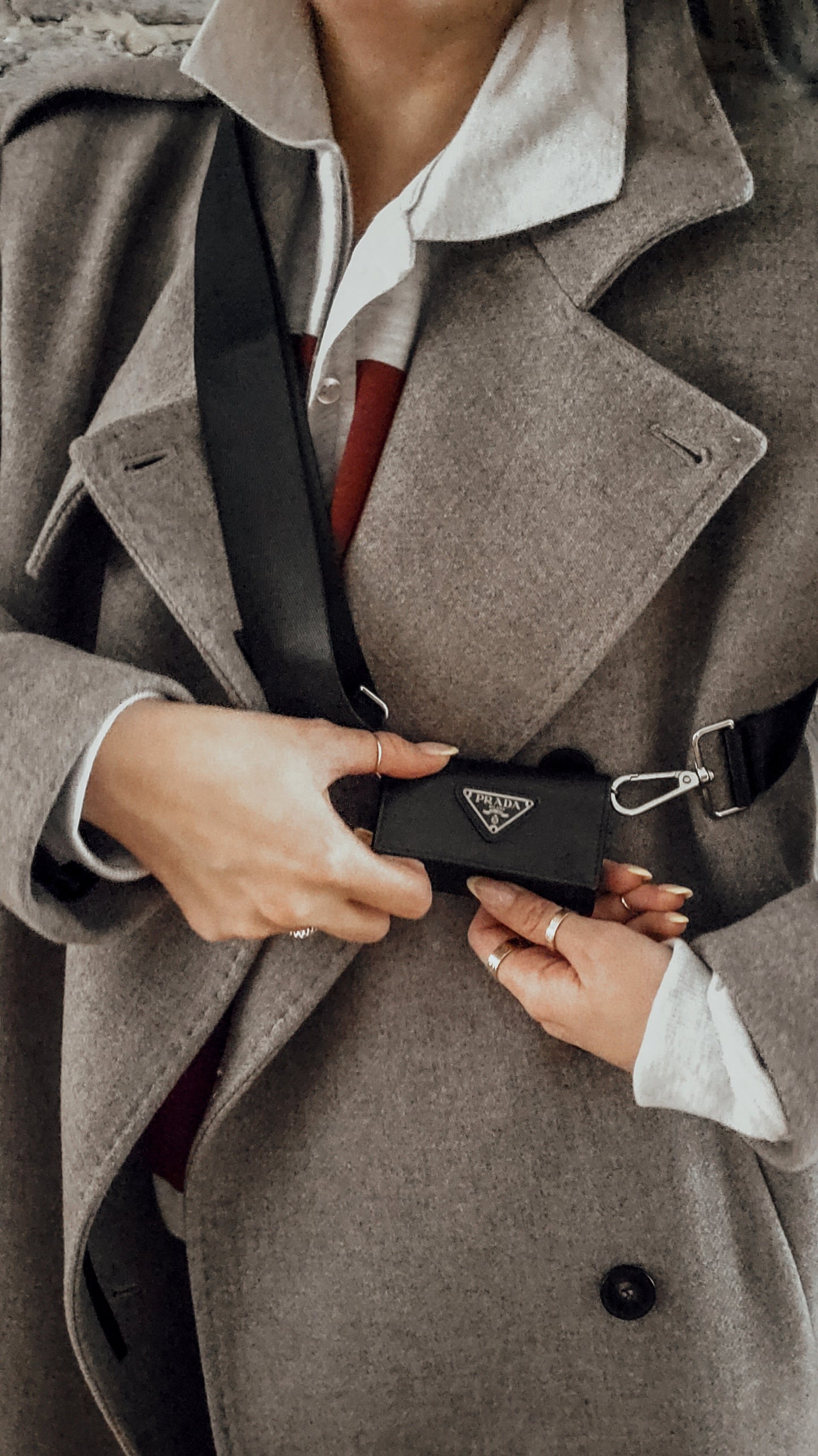 Authentic Prada Upcycle Black Small Keyholder with Strap