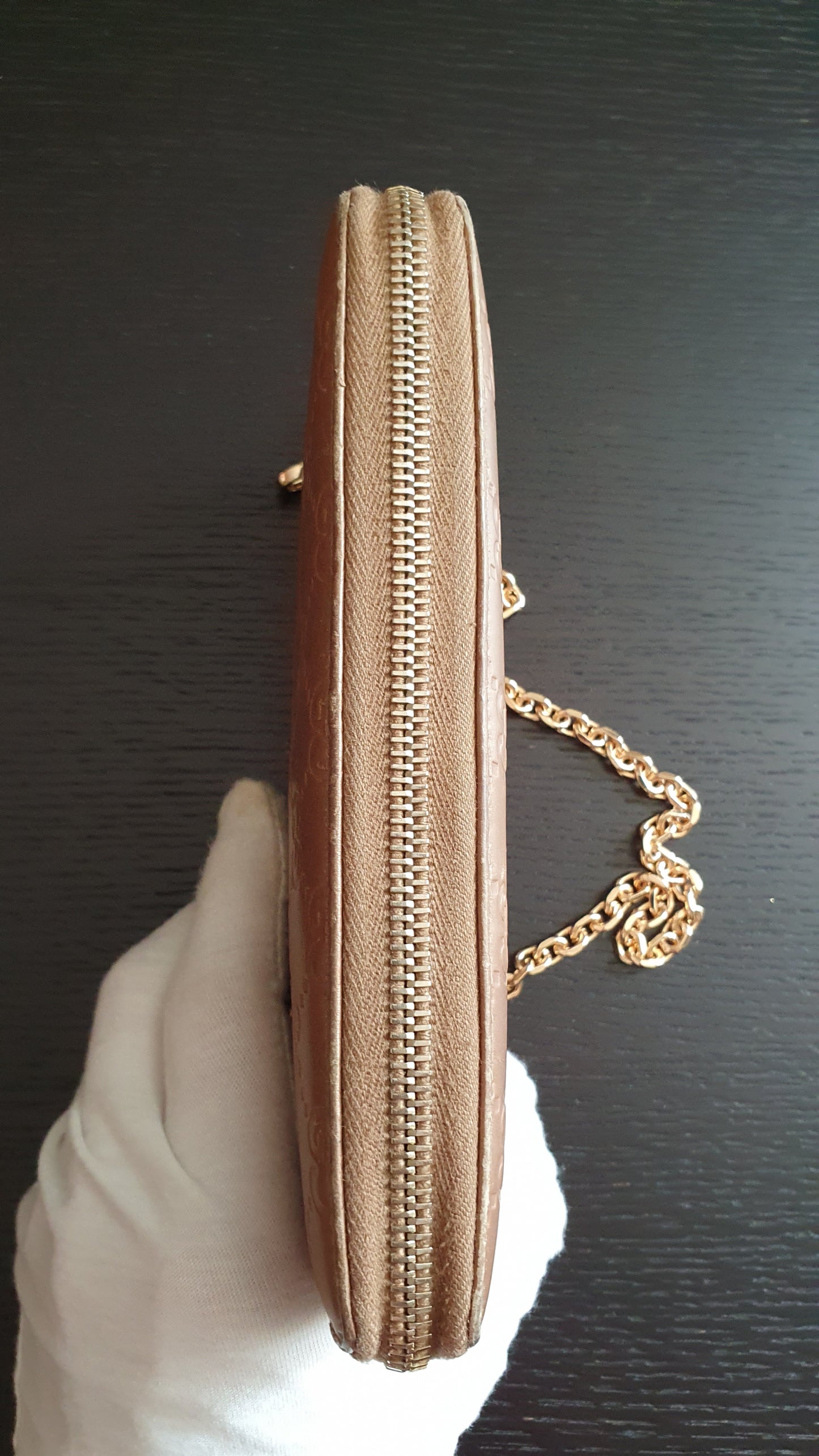 Authentic Gucci Upcycle Zip Wallet with Shoulder Chain