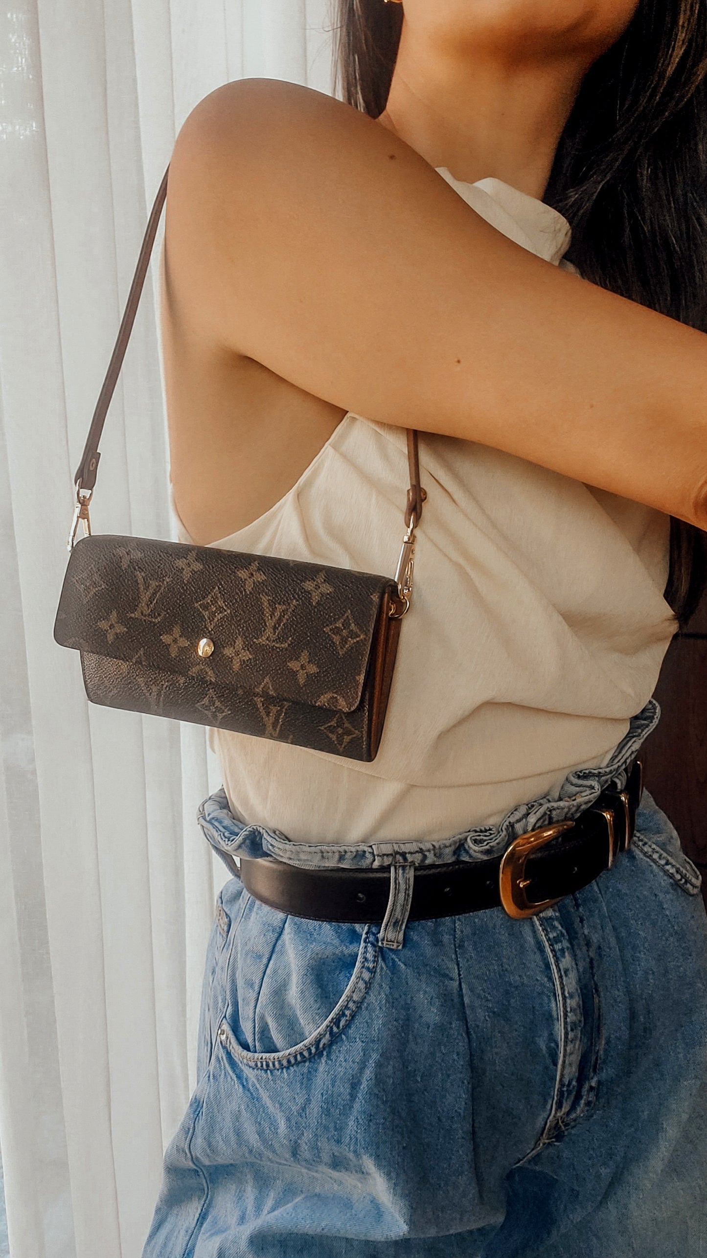 Authentic Vintage Louis Vuitton Upcycle Wallet with Shoulder Strap