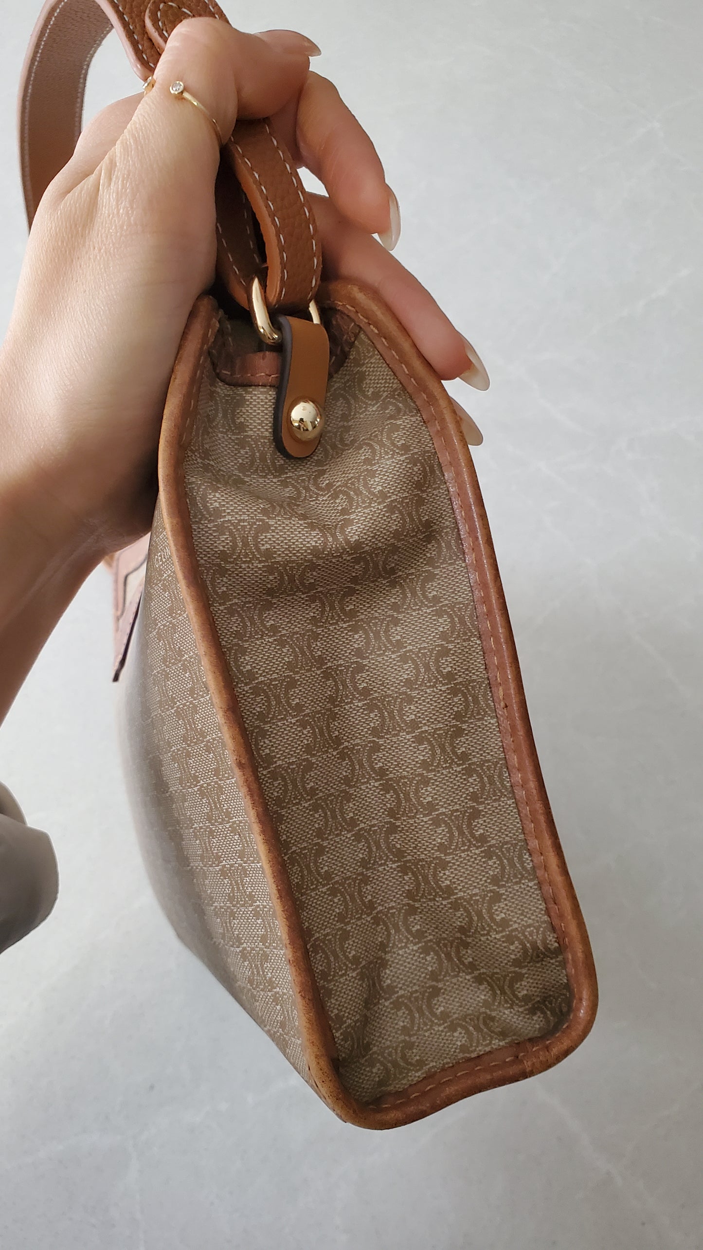 Authentic Vintage Celine Upcycle Shoulder Tan Purse