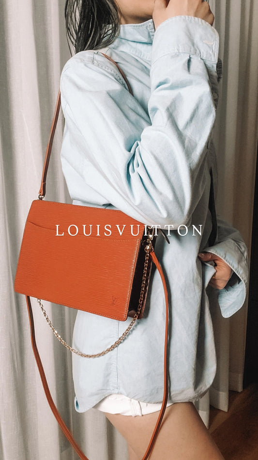 Authentic Louis Vuitton Upcycle Tan Epi Purse with Straps and Chain
