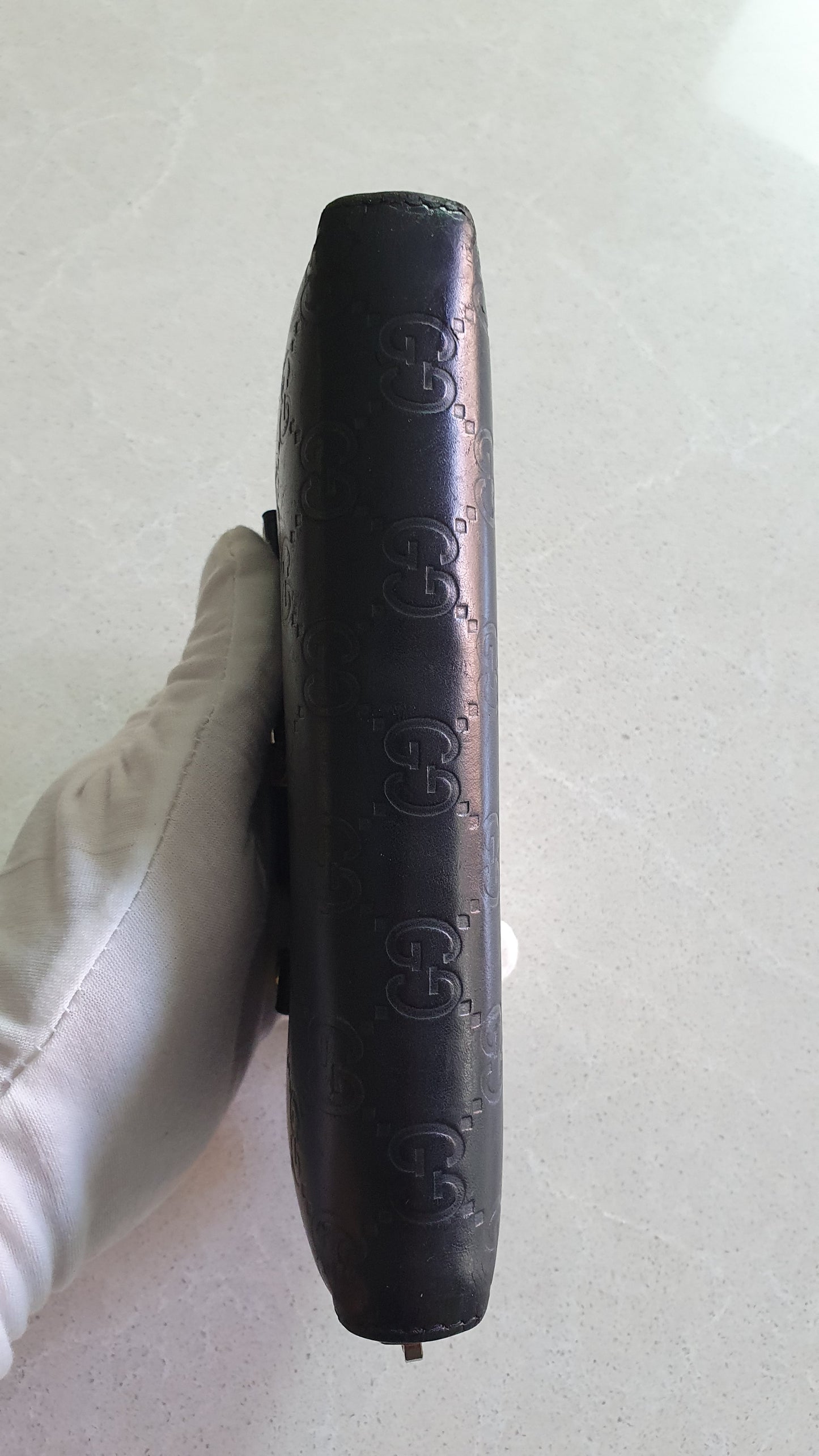 Authentic Gucci Upcycle Black Zip-Up Wallet with Two Handles