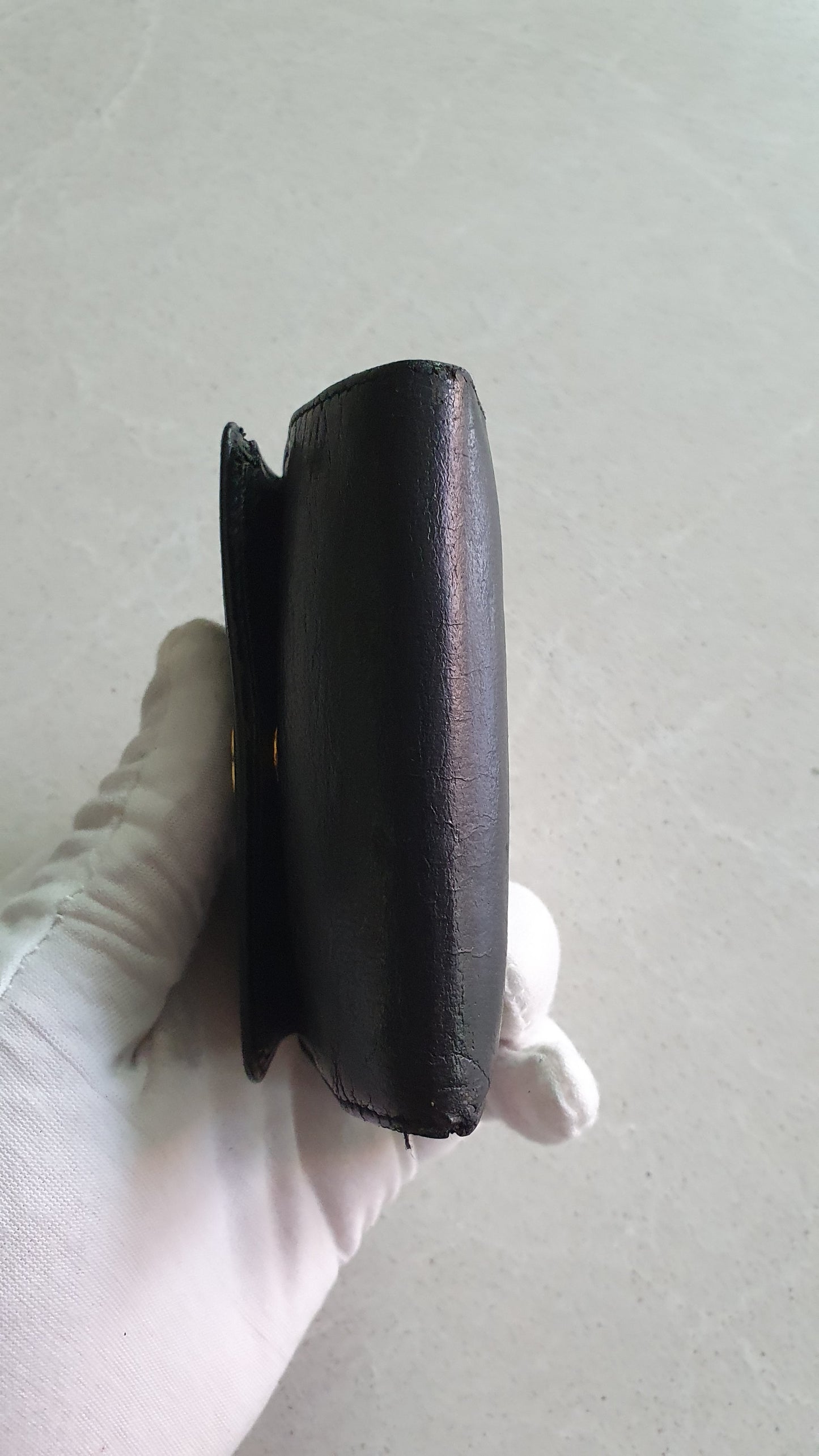 Authentic Chanel Upcycle Mini Black Leather Wallet with Single Handle