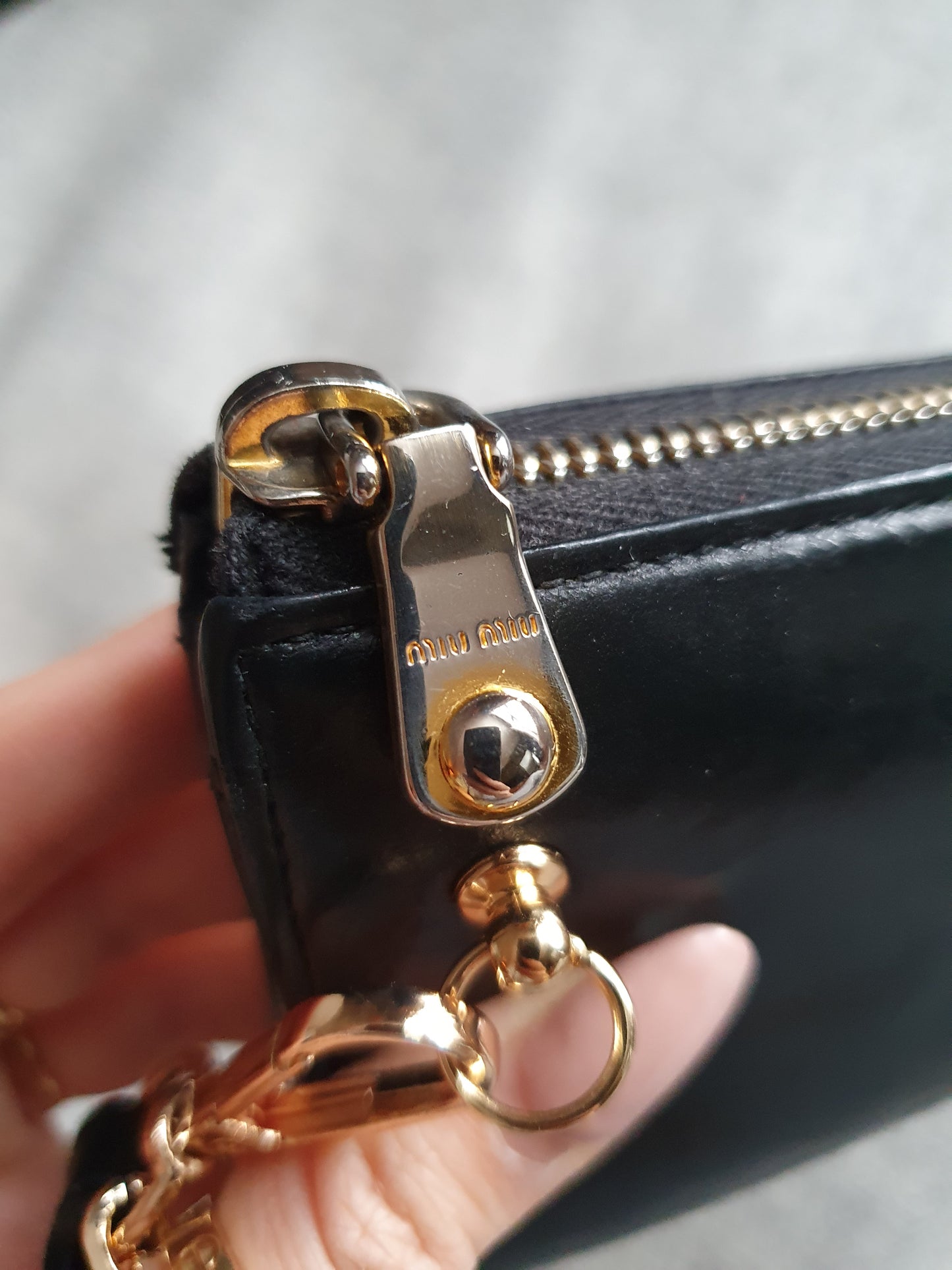 *New Drop* Authentic Miu Miu Upcycle Long Black Leather Wallet on Strap & Chain