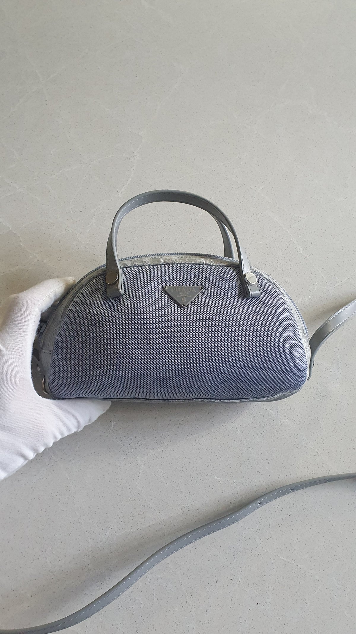 Authentic Prada Upcycle Blue Pouch with Straps