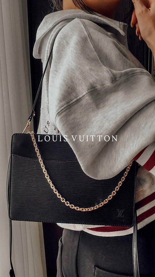 Authentic Louis Vuitton Upcycle Black Epi Purse with Straps and Chain (2/2)