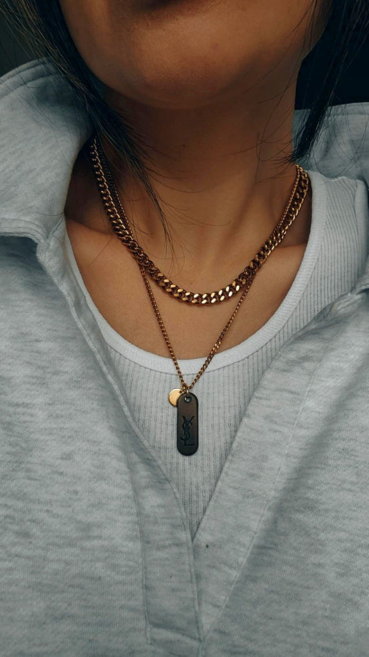 Authentic Yves Saint Laurent Upcycle Double Layers Necklace
