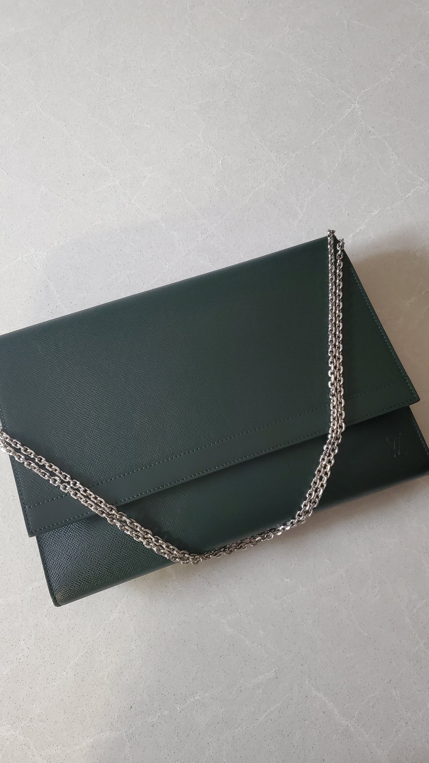 Authentic Vintage Louis Vuitton (Dark Green) Upcycle Large Purse on Chains