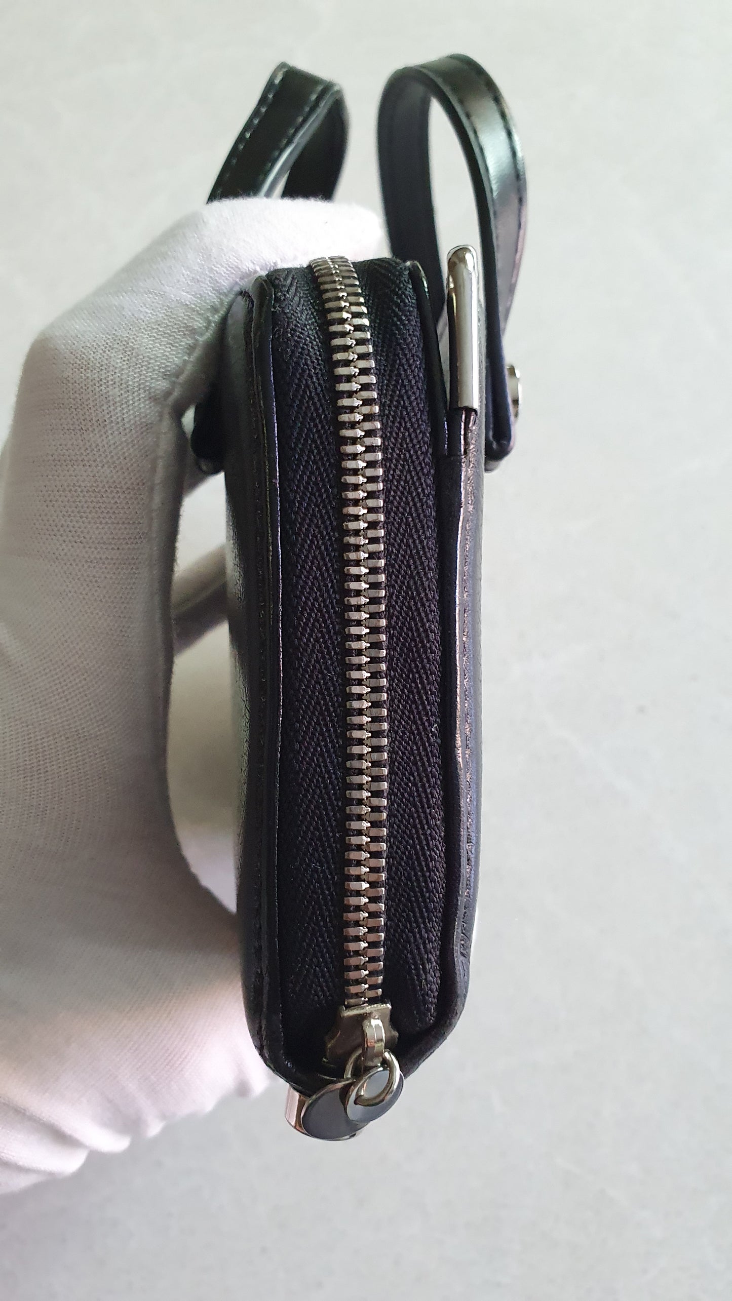 Authentic Vintage Cartier Upcycle Black Leather Wallet with Two Handles