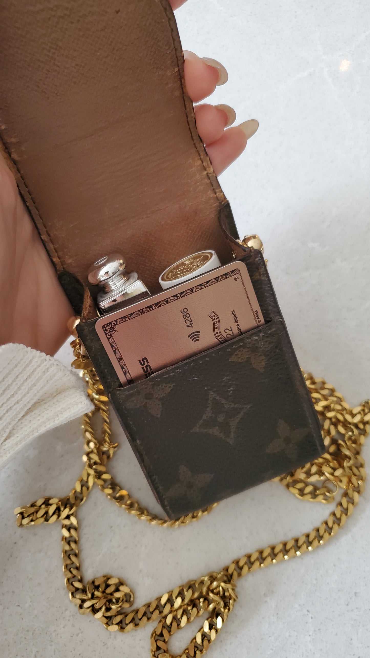 Authentic Vintage Louis Vuitton Upcycle Versatile Pouch on Chain