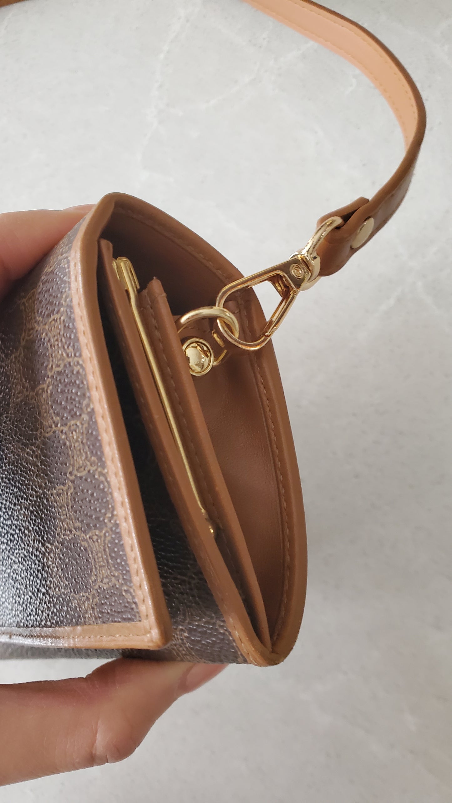 Authentic Vintage Celine Upcycle Shoulder Wallet with Strap